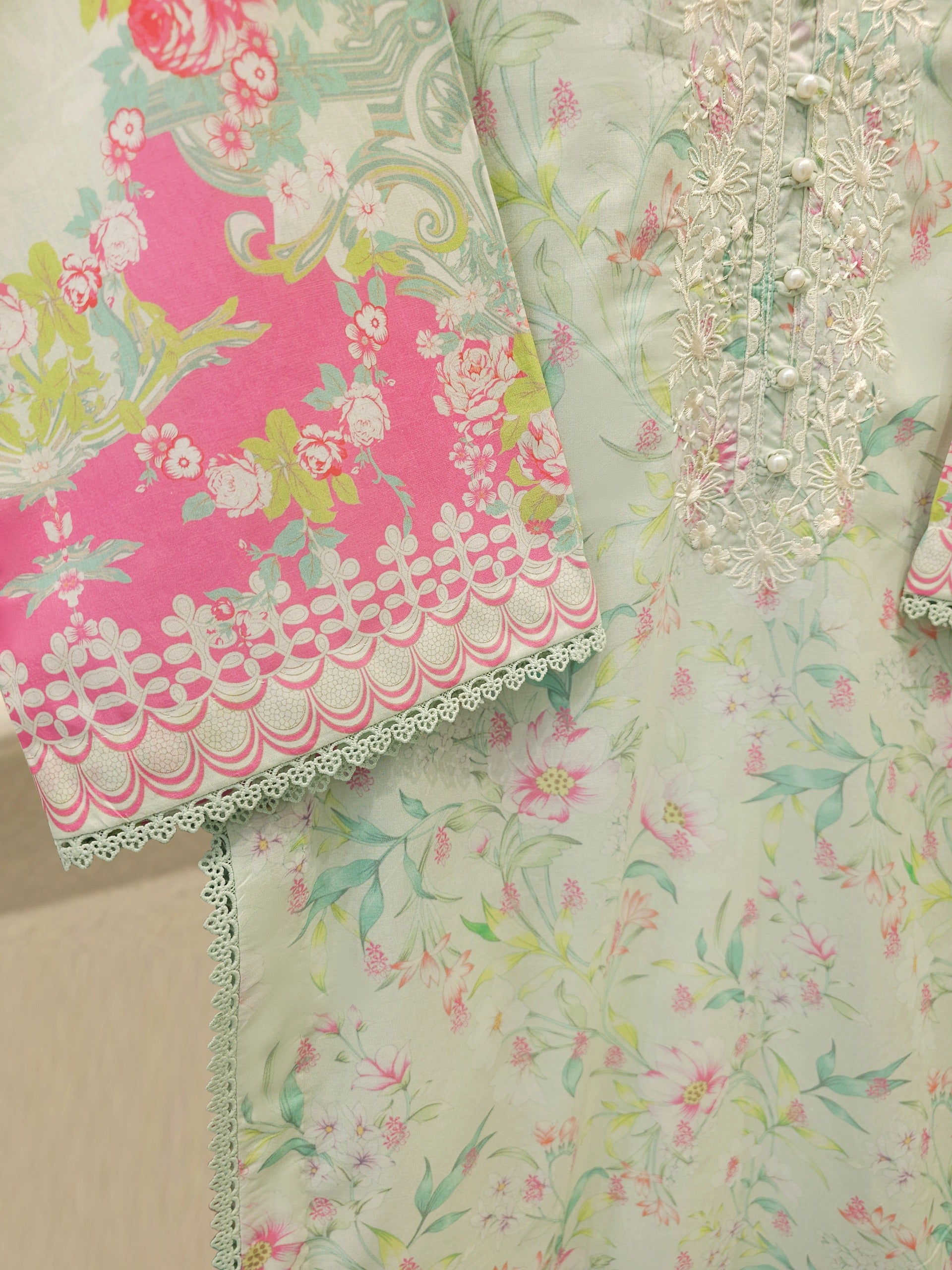 3 Piece - Digital Printed Embroidered  Cambric Suit S113067 - Image 2