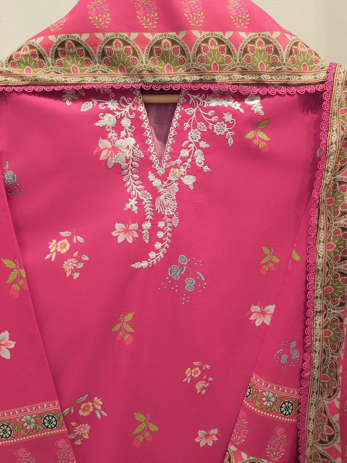 3 Piece - Digital Printed Embroidered  Cambric Suit S113357 - Image 2