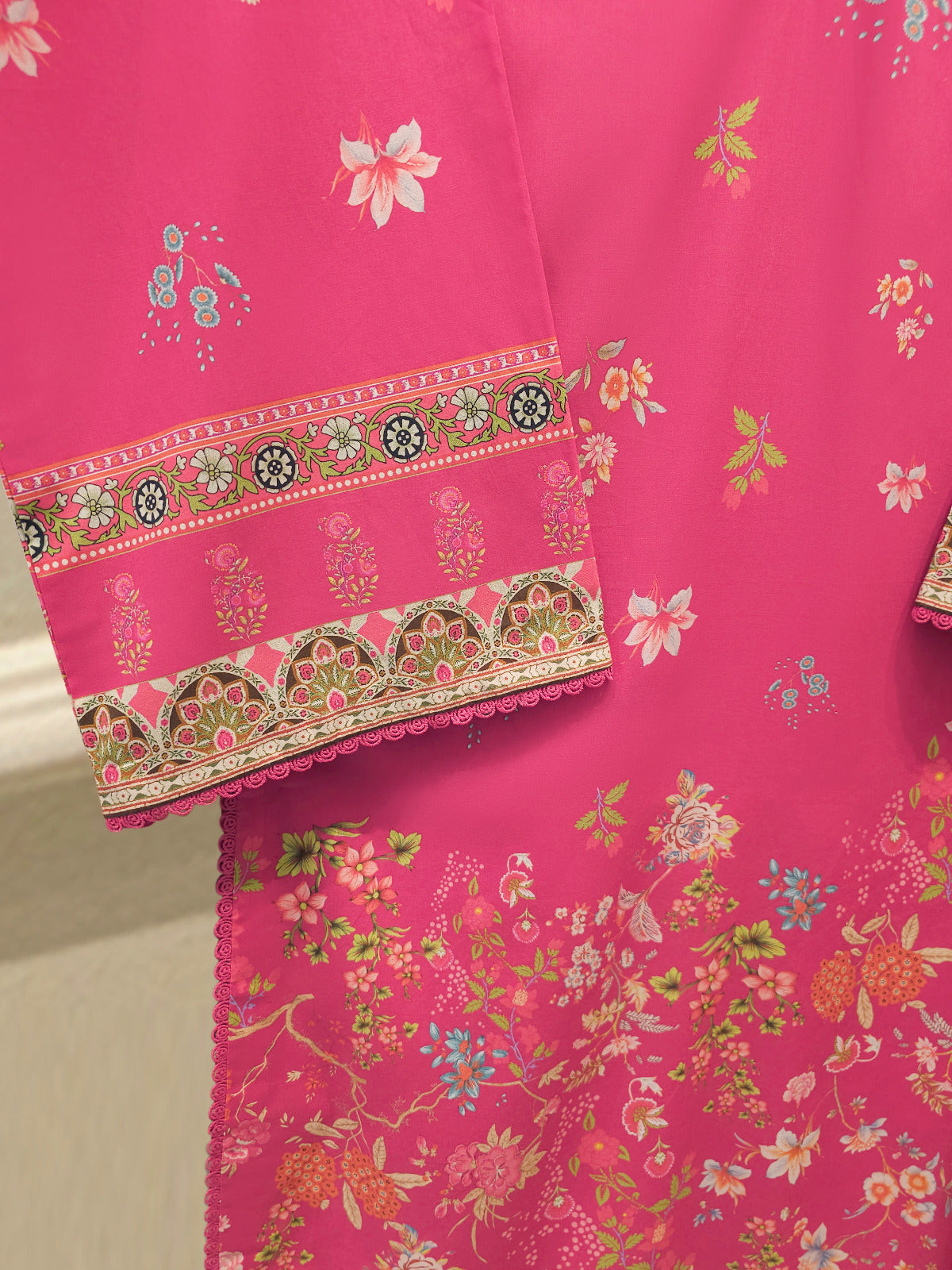 3 Piece - Digital Printed Embroidered  Cambric Suit S113357 - Image 5