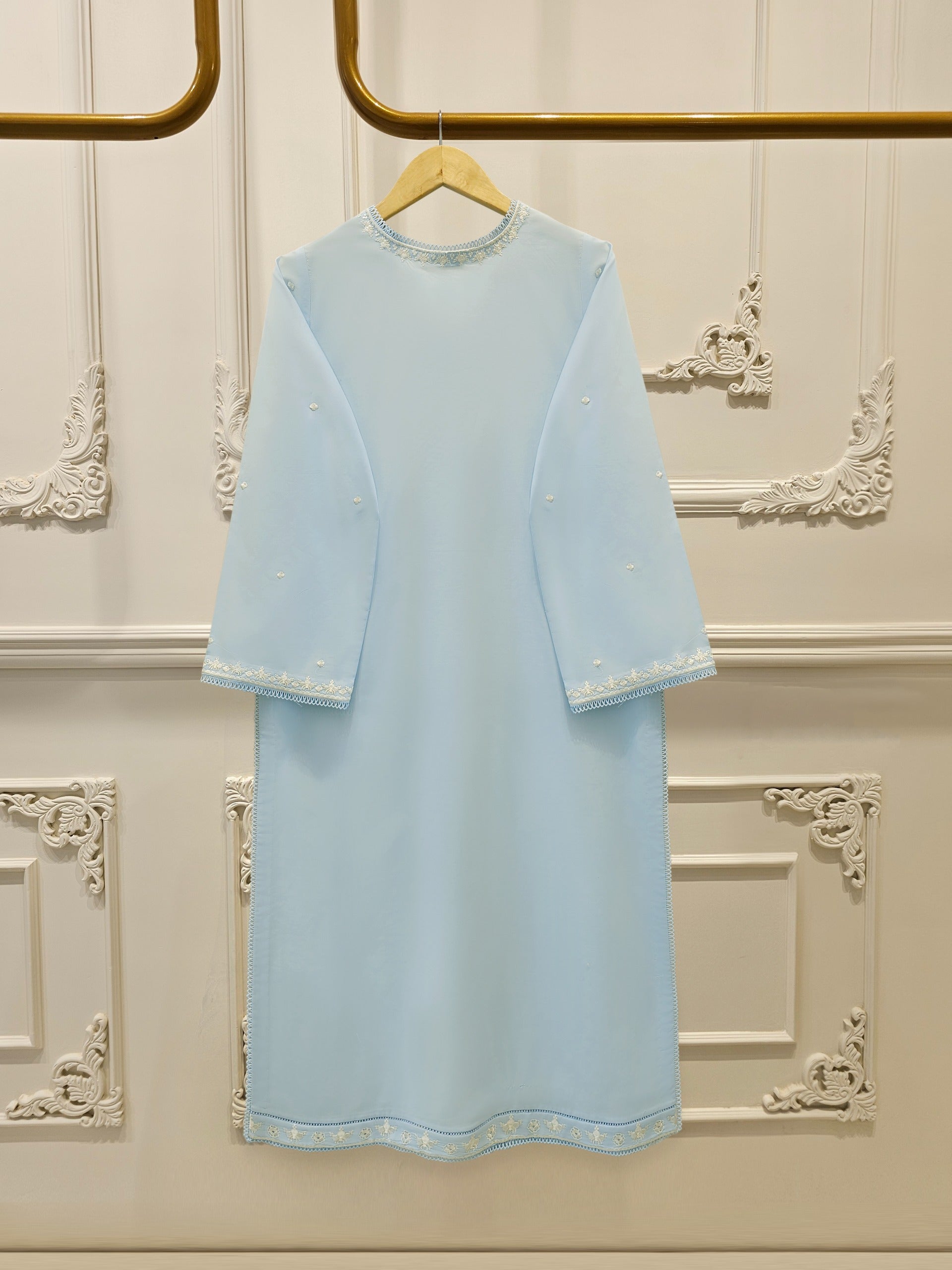 3 Piece - Embroidered Cambric Suit S113234 - Image 3