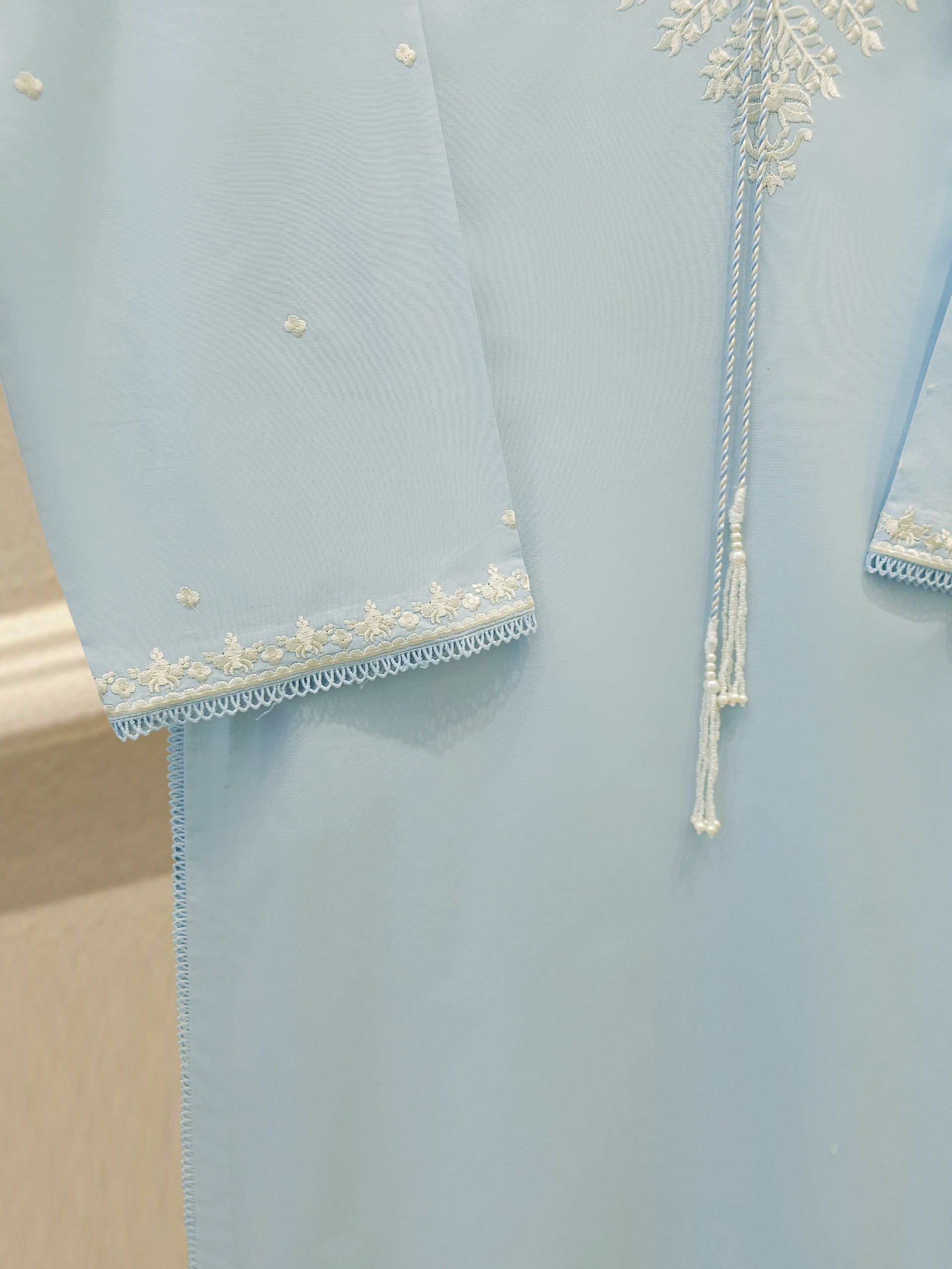 3 Piece - Embroidered Cambric Suit S113234 - Image 7