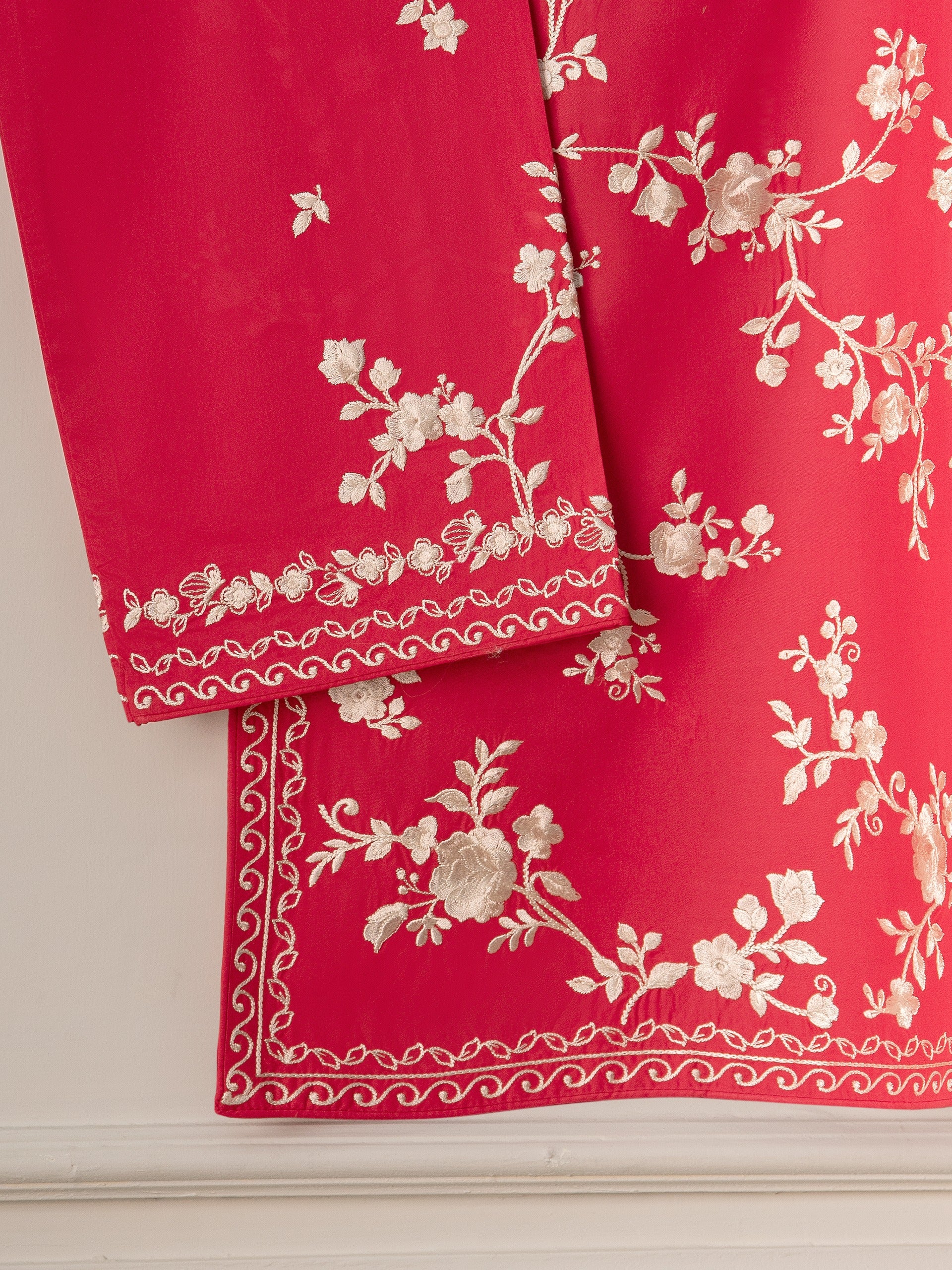 3 Piece - Embroidered Cambric Suit S110822 - Image 4
