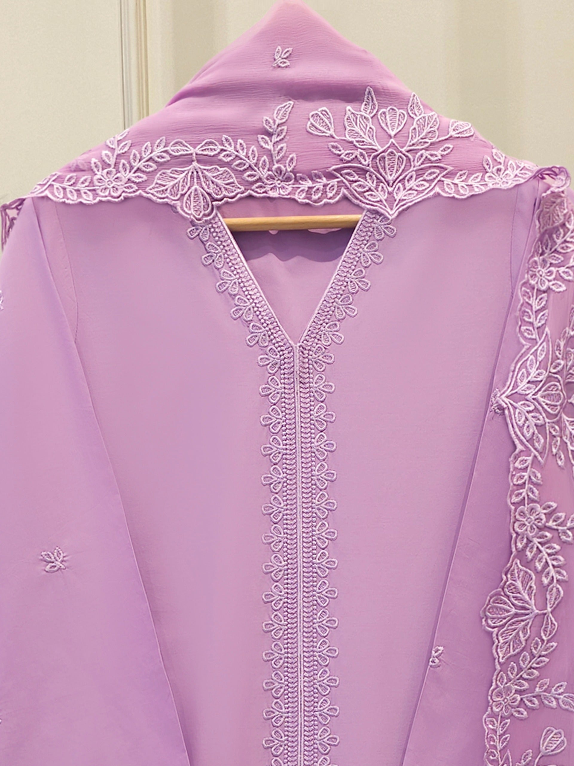 3 Piece - Embroidered Cambric Suit S112495 - Image 2