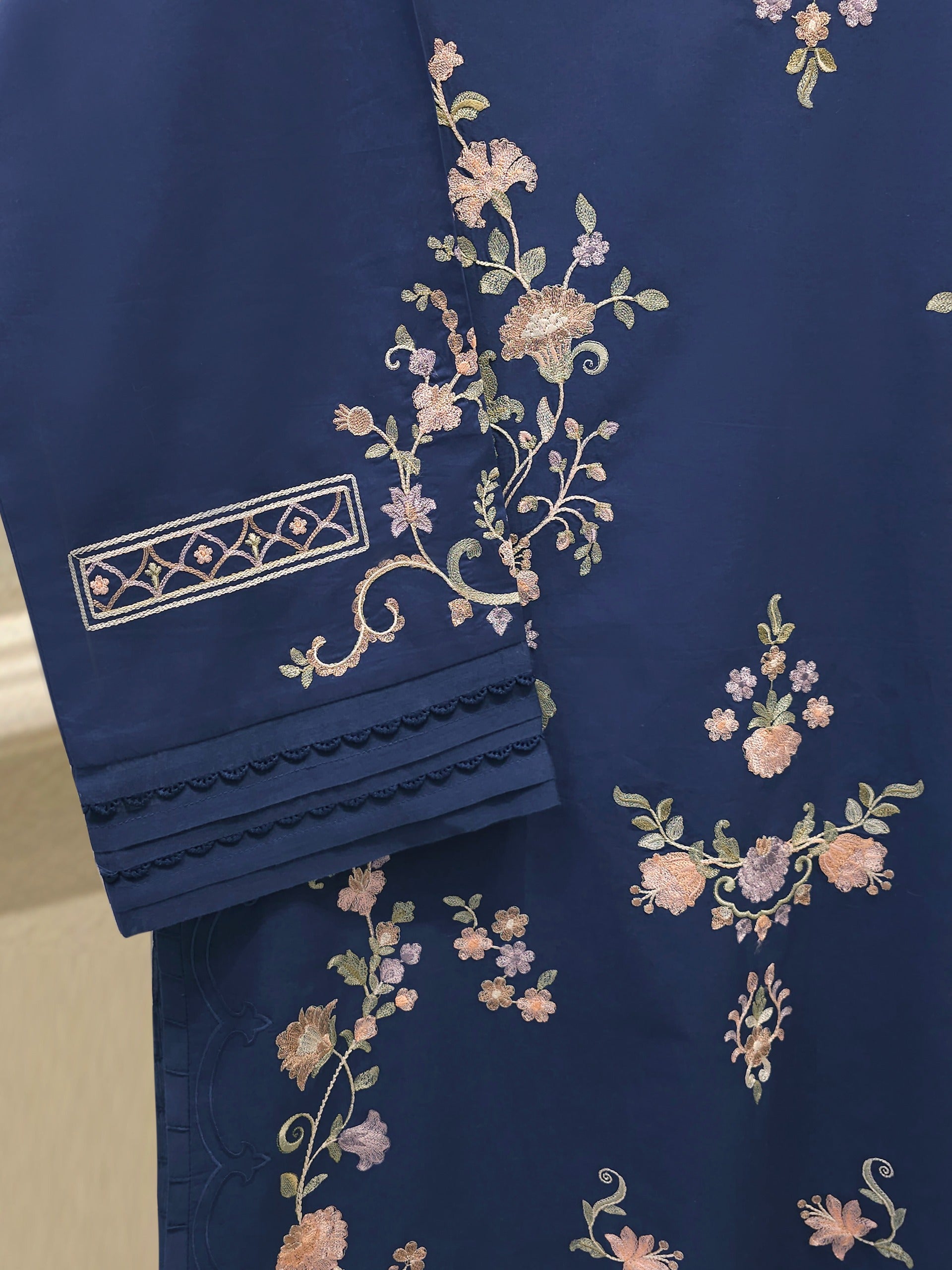 3 Piece - Embroidered Cambric Suit S112681 - Image 3