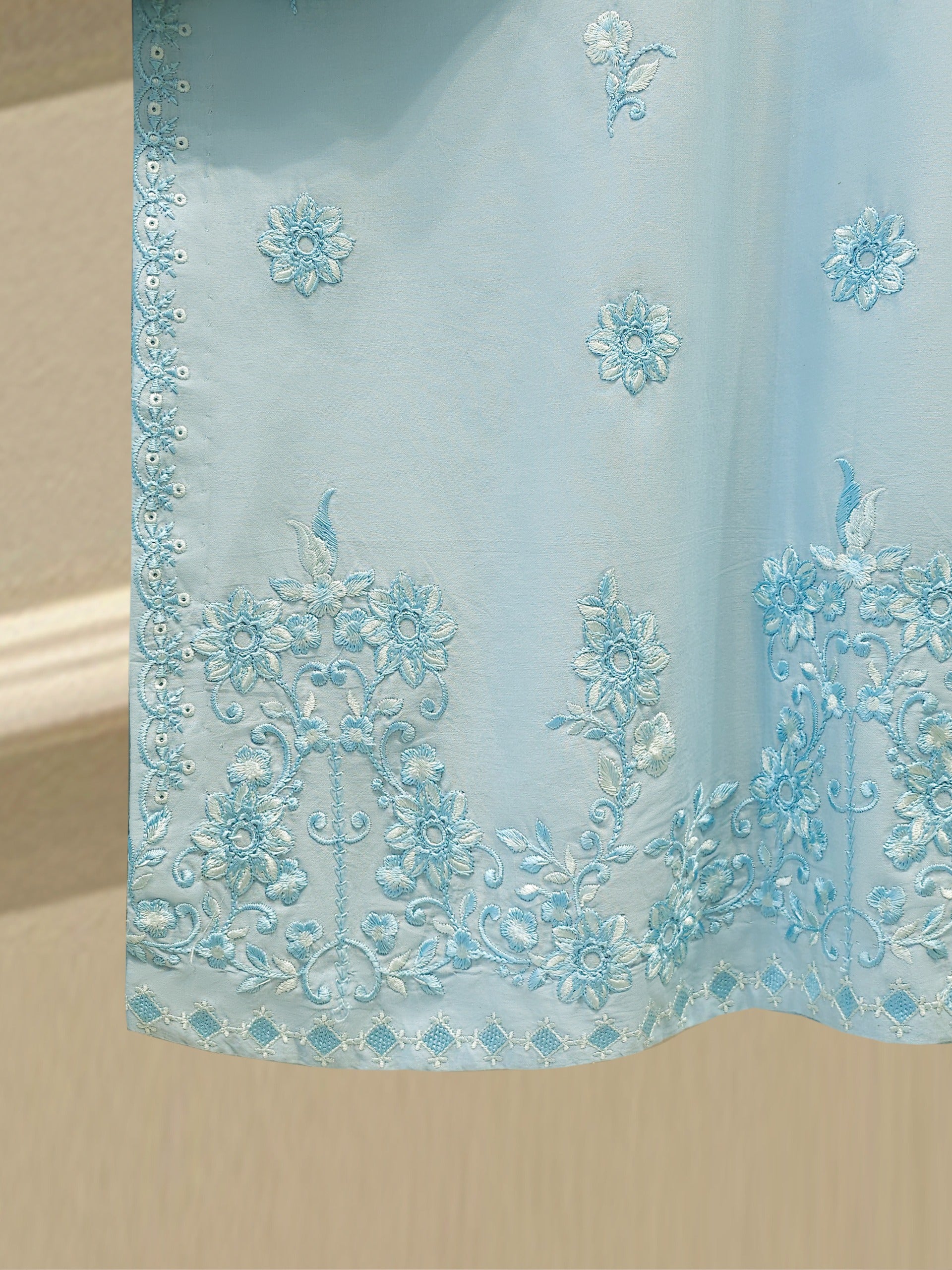 3 Piece - Embroidered Cambric Suit S112684 - Image 4