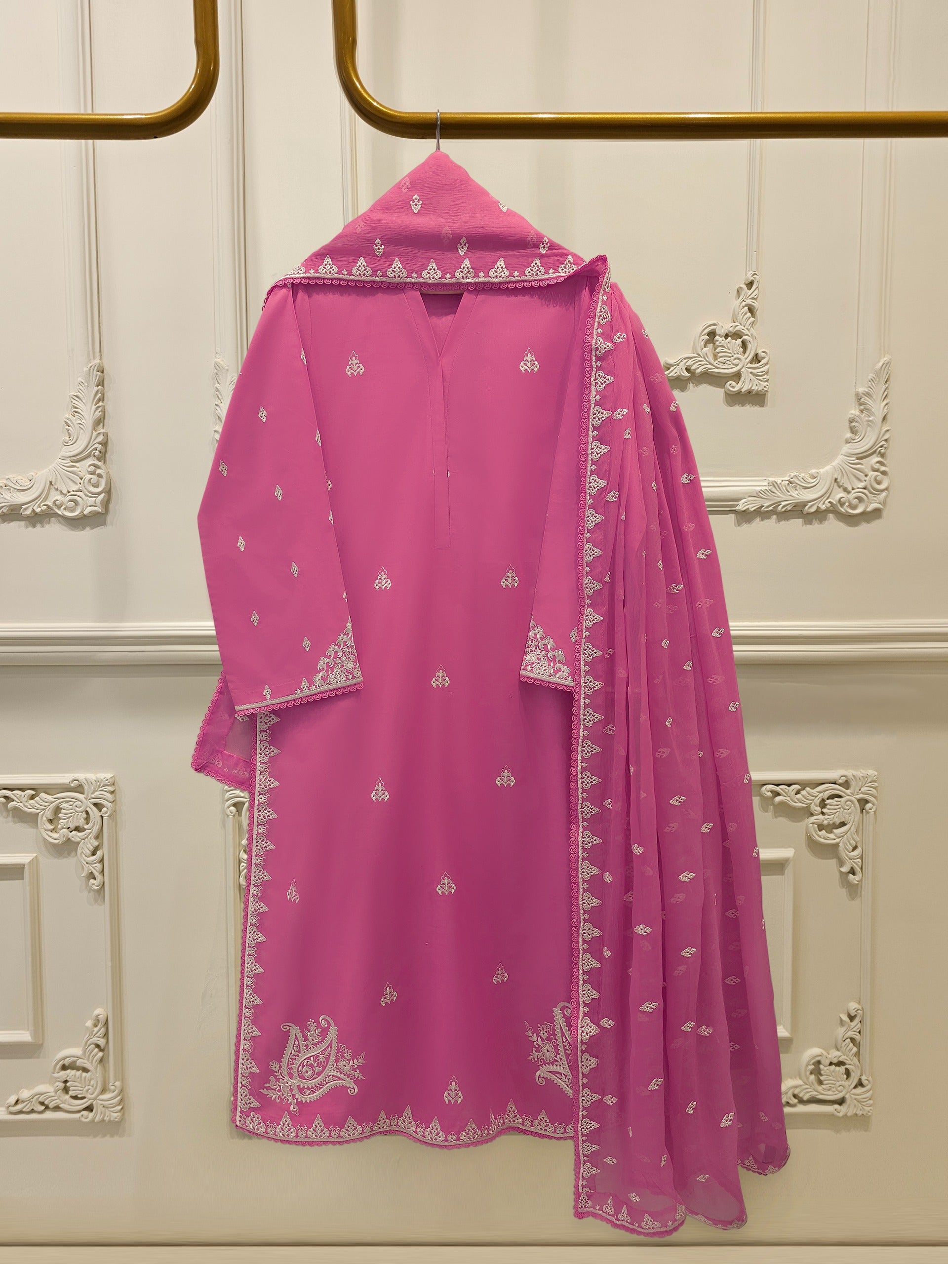 3 Piece - Embroidered Cambric Suit  S113026