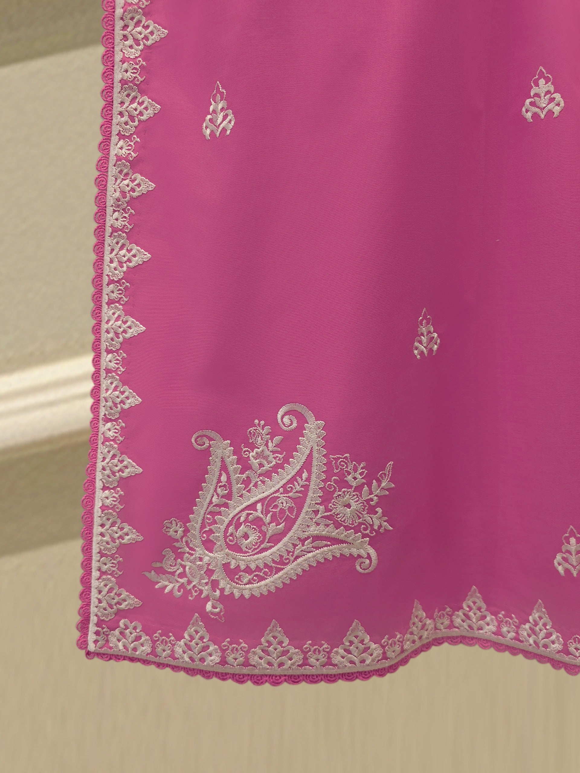 3 Piece - Embroidered Cambric Suit  S113026 - Image 4