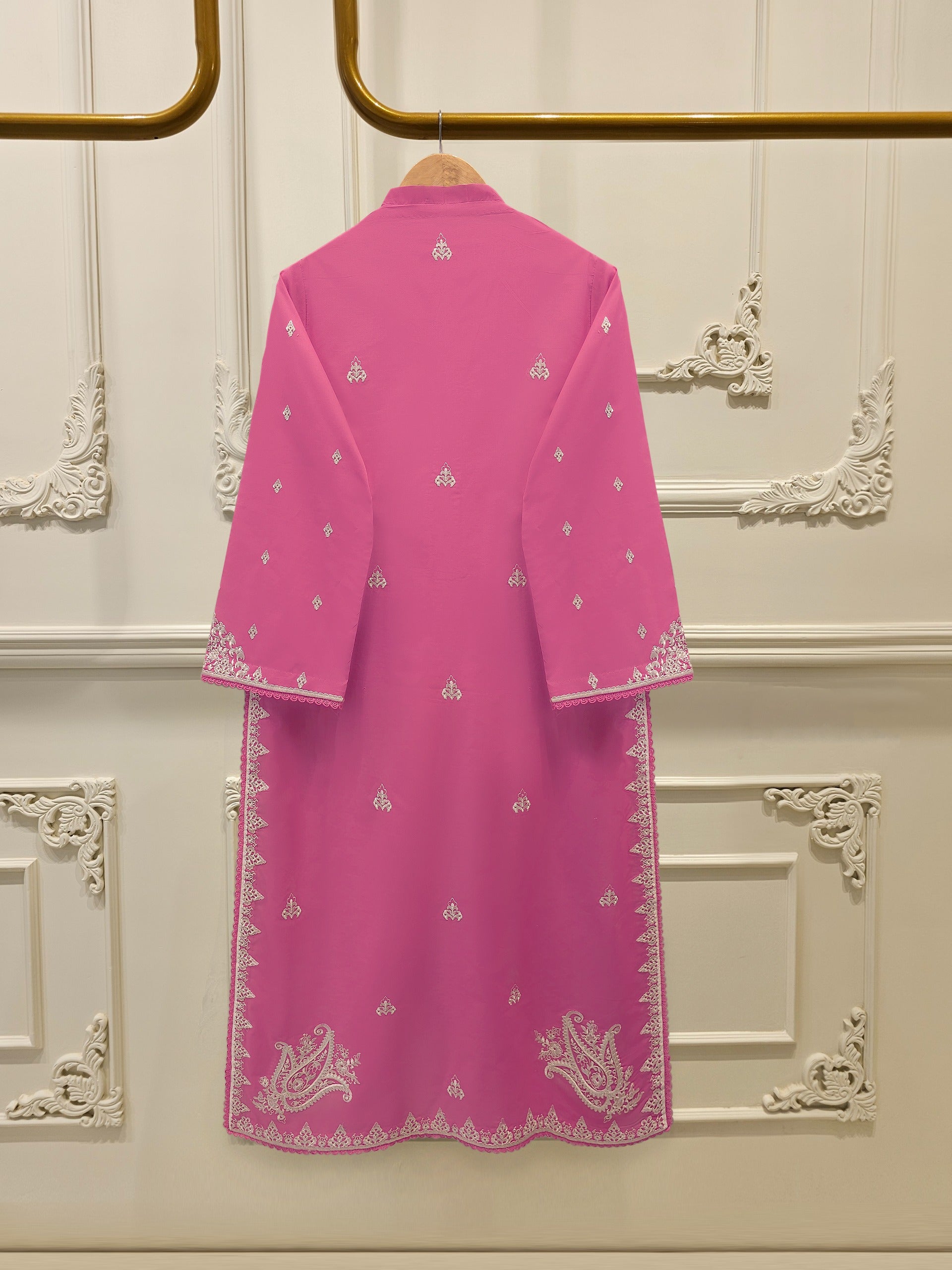 3 Piece - Embroidered Cambric Suit  S113026 - Image 5