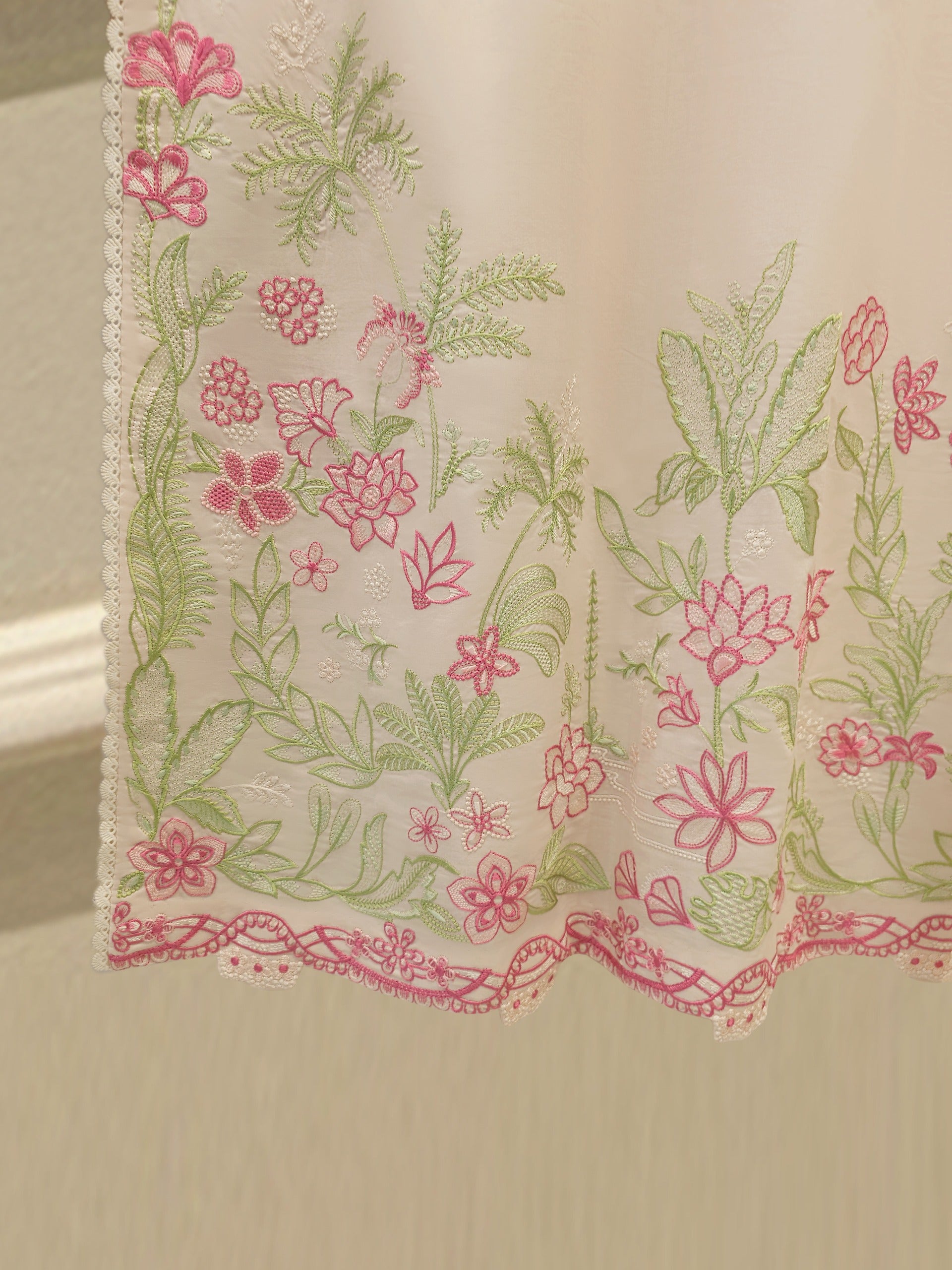 3 Piece - Embroidered Cambric Suit  S113083 - Image 3