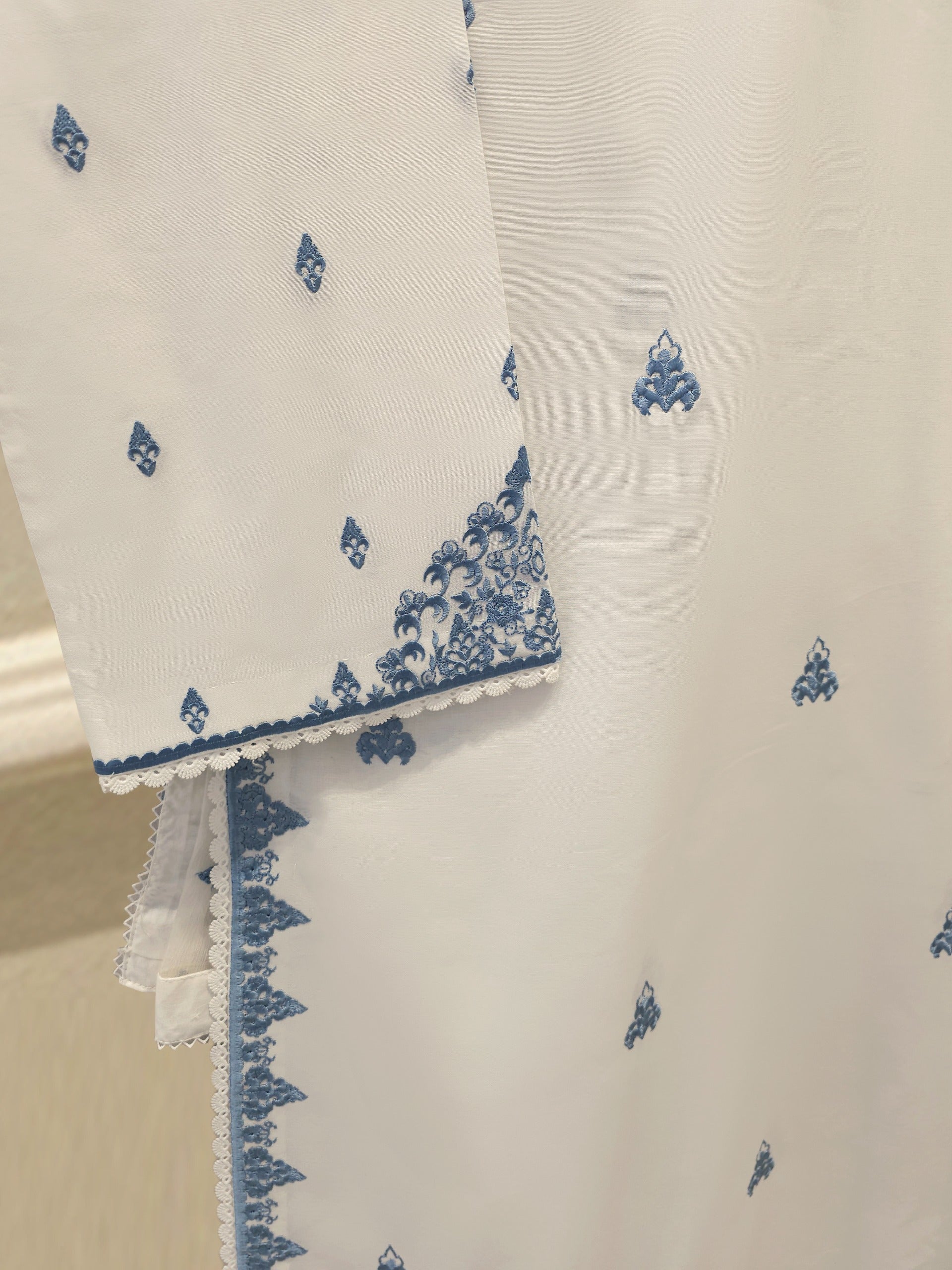 3 Piece - Embroidered Cambric Suit  S113108 - Image 3