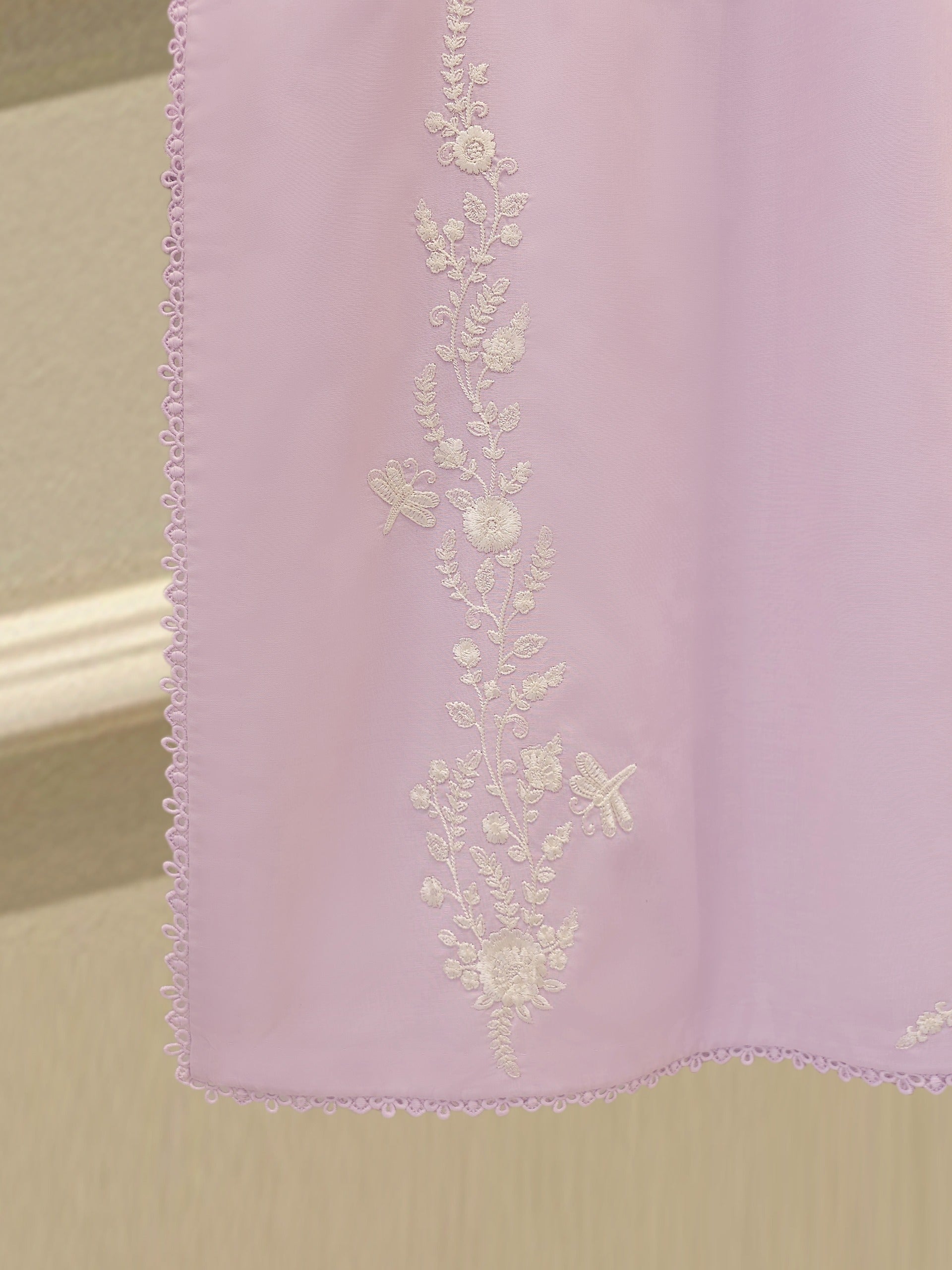 3 Piece - Embroidered Cambric Suit  S113163 - Image 4