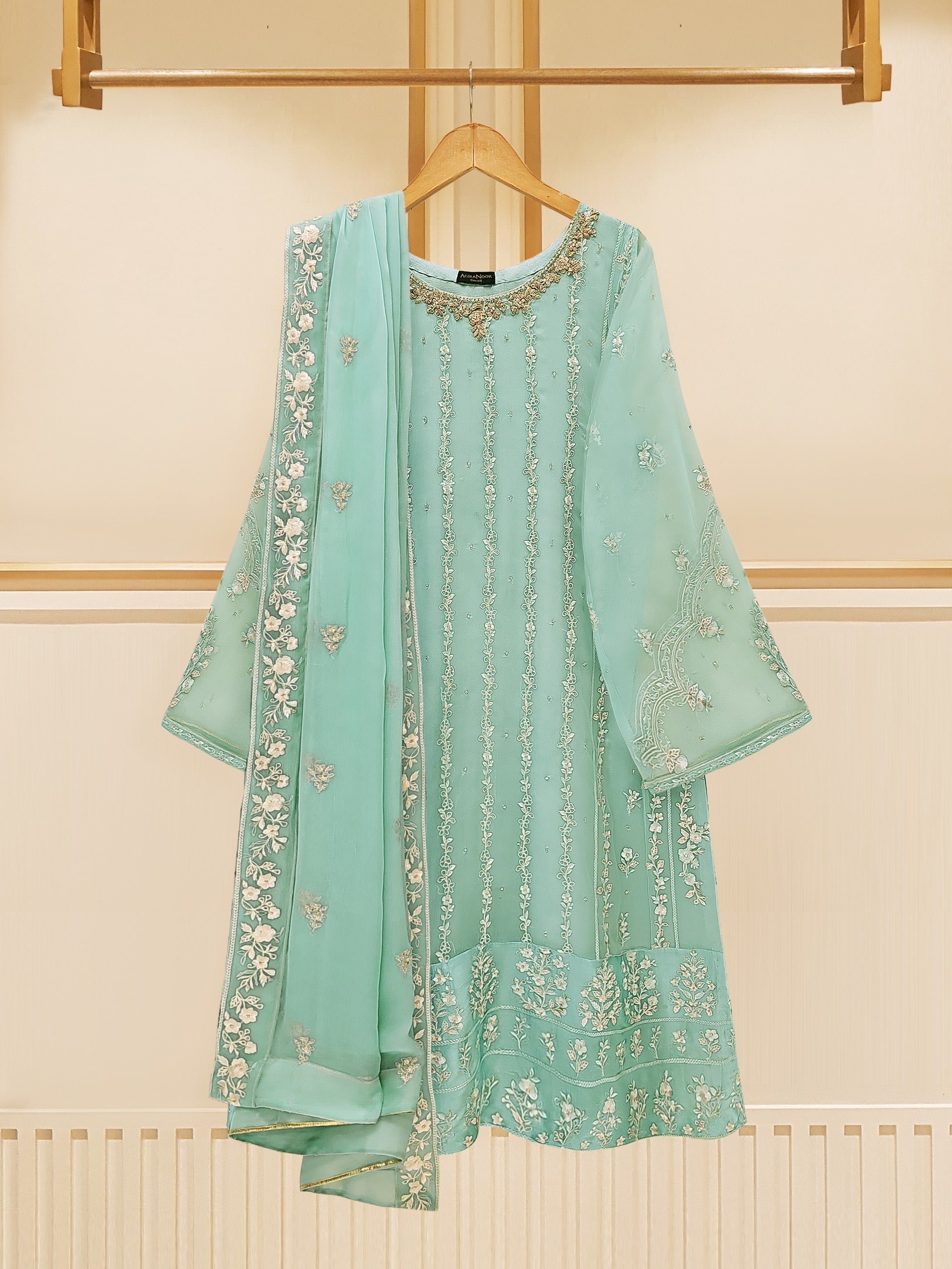 3 Piece - Embroidered Chiffon Suit S109414