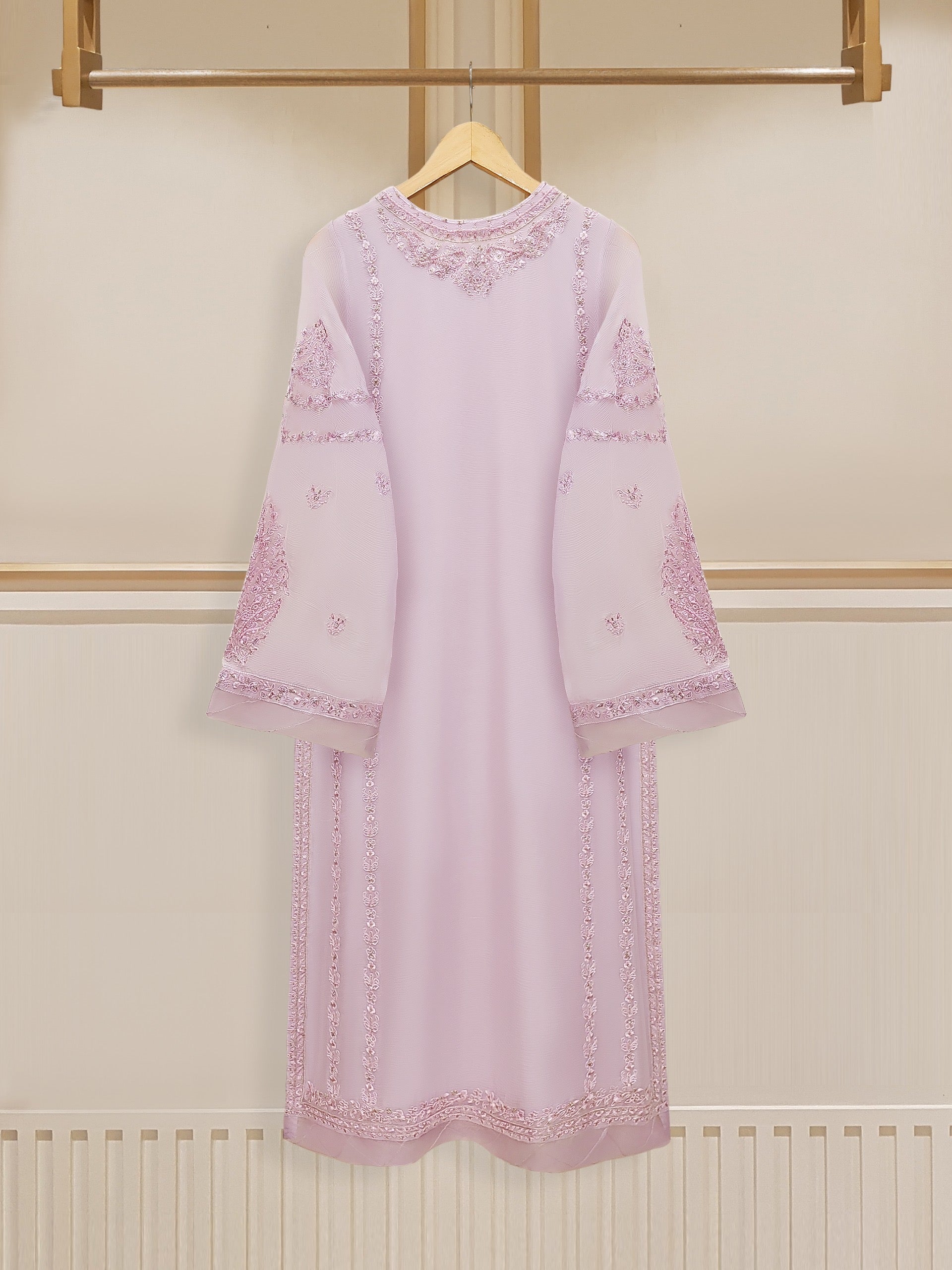 3 Piece - Embroidered Chiffon Suit S109844 - Image 4