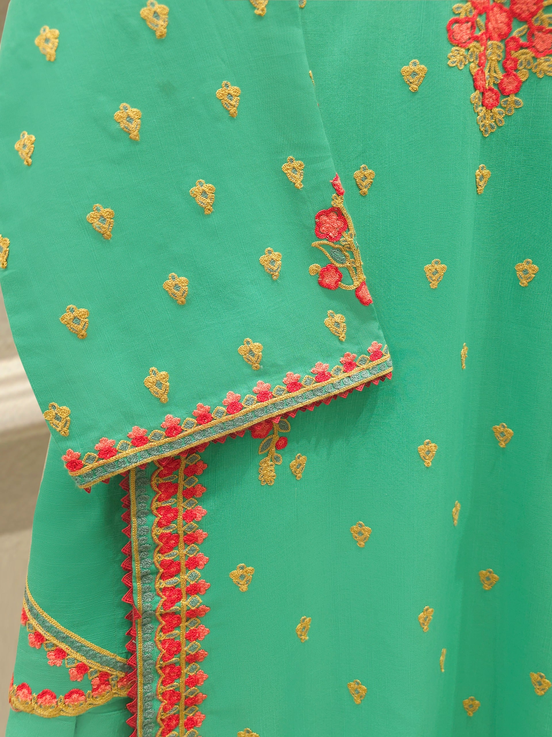 3 Piece - Embroidered Khaddar Suit S112723 - Image 3