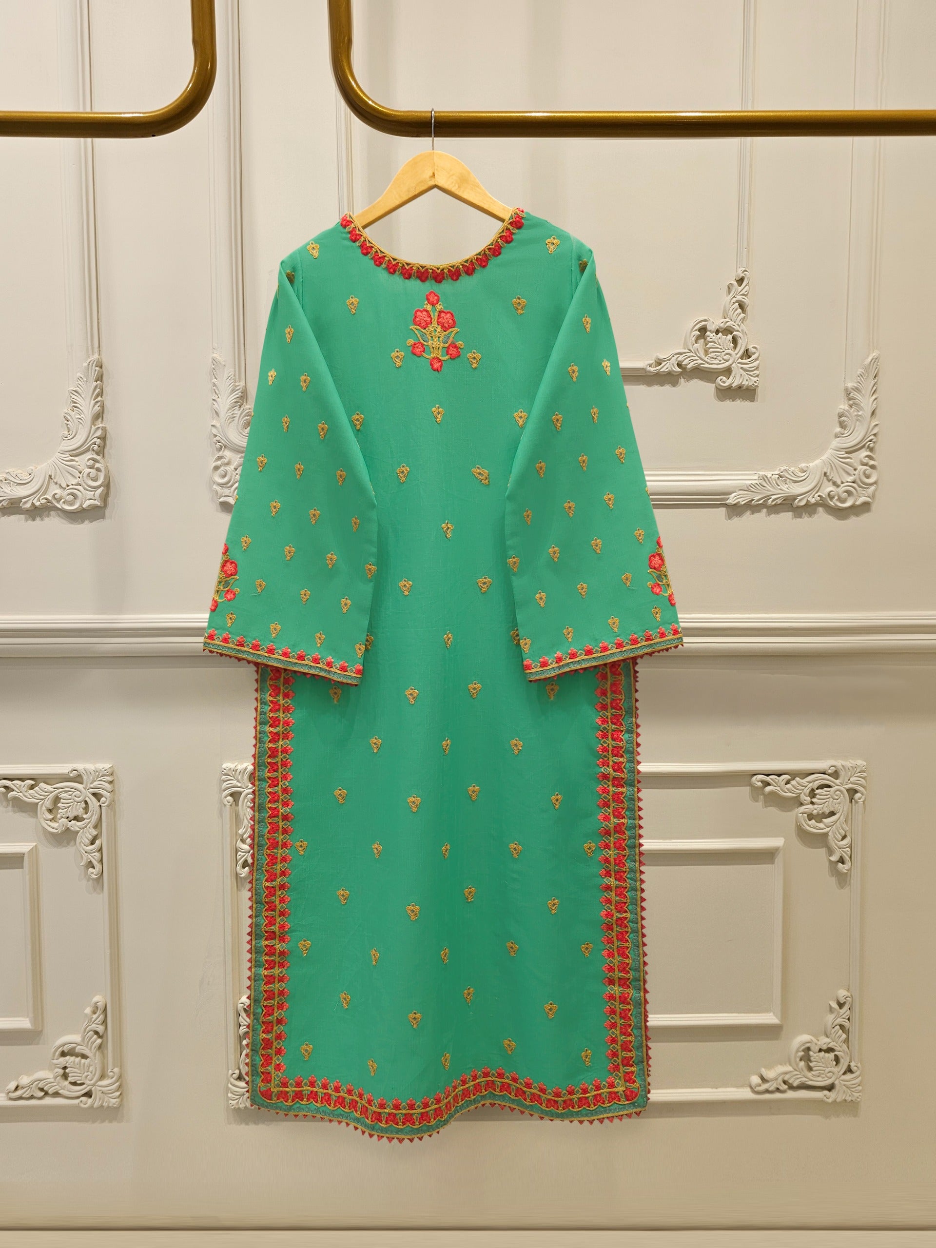 3 Piece - Embroidered Khaddar Suit S112723 - Image 5