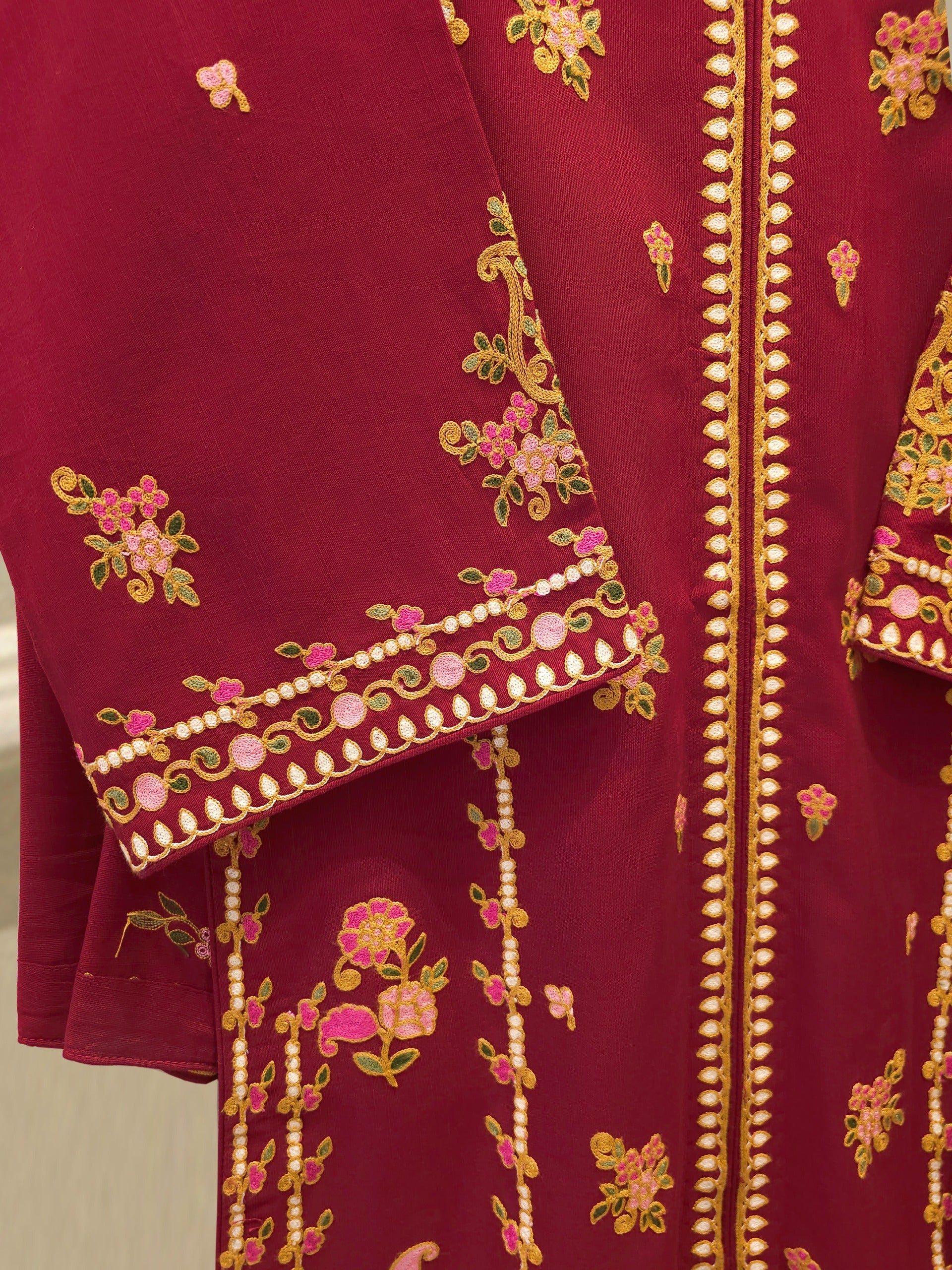 3 Piece - Embroidered Khaddar Suit S112775 - Image 3