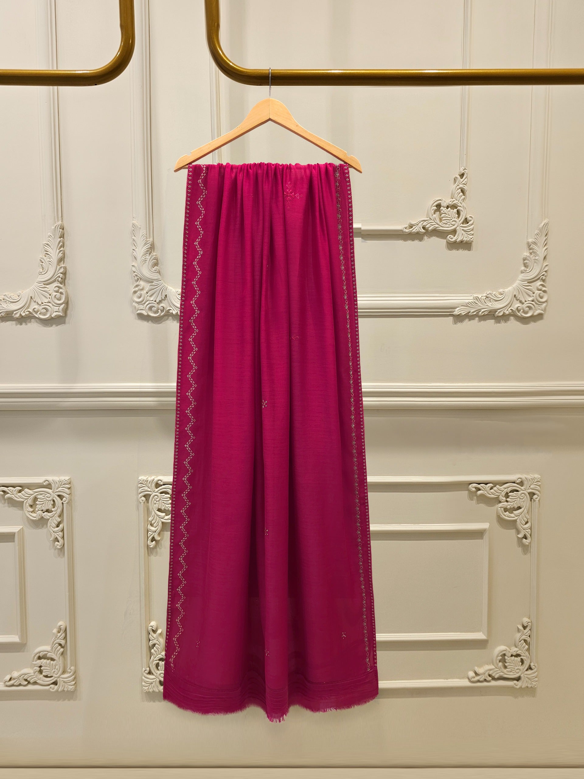 3 Piece - Embroidered Kora Cotton Silk Suit S112451 - Image 7