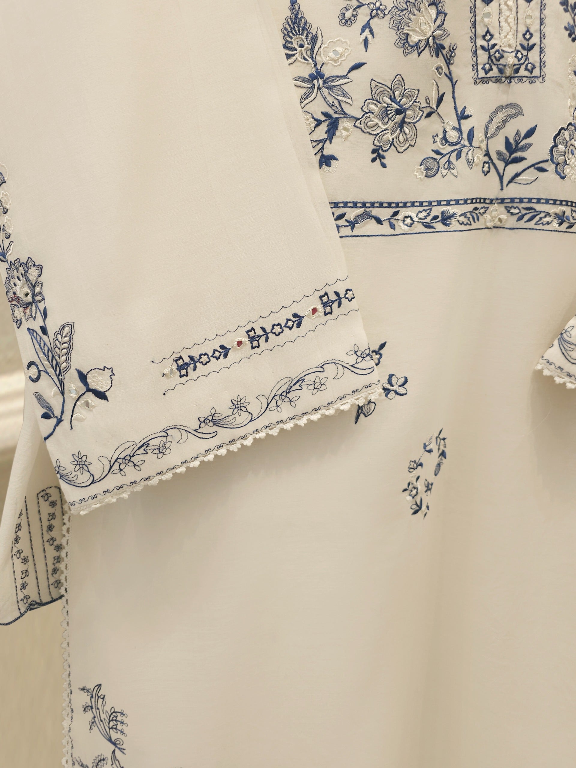 3 Piece - Embroidered Kora Cotton Suit  S112503 - Image 3