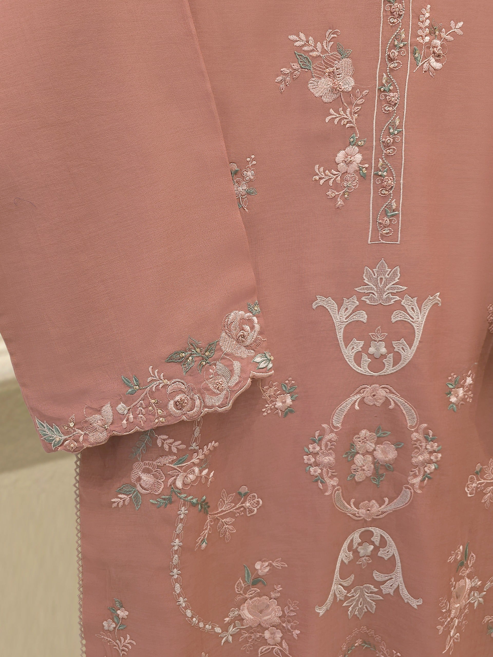 3 Piece - Embroidered Kora Cotton Suit  S112772 - Image 3