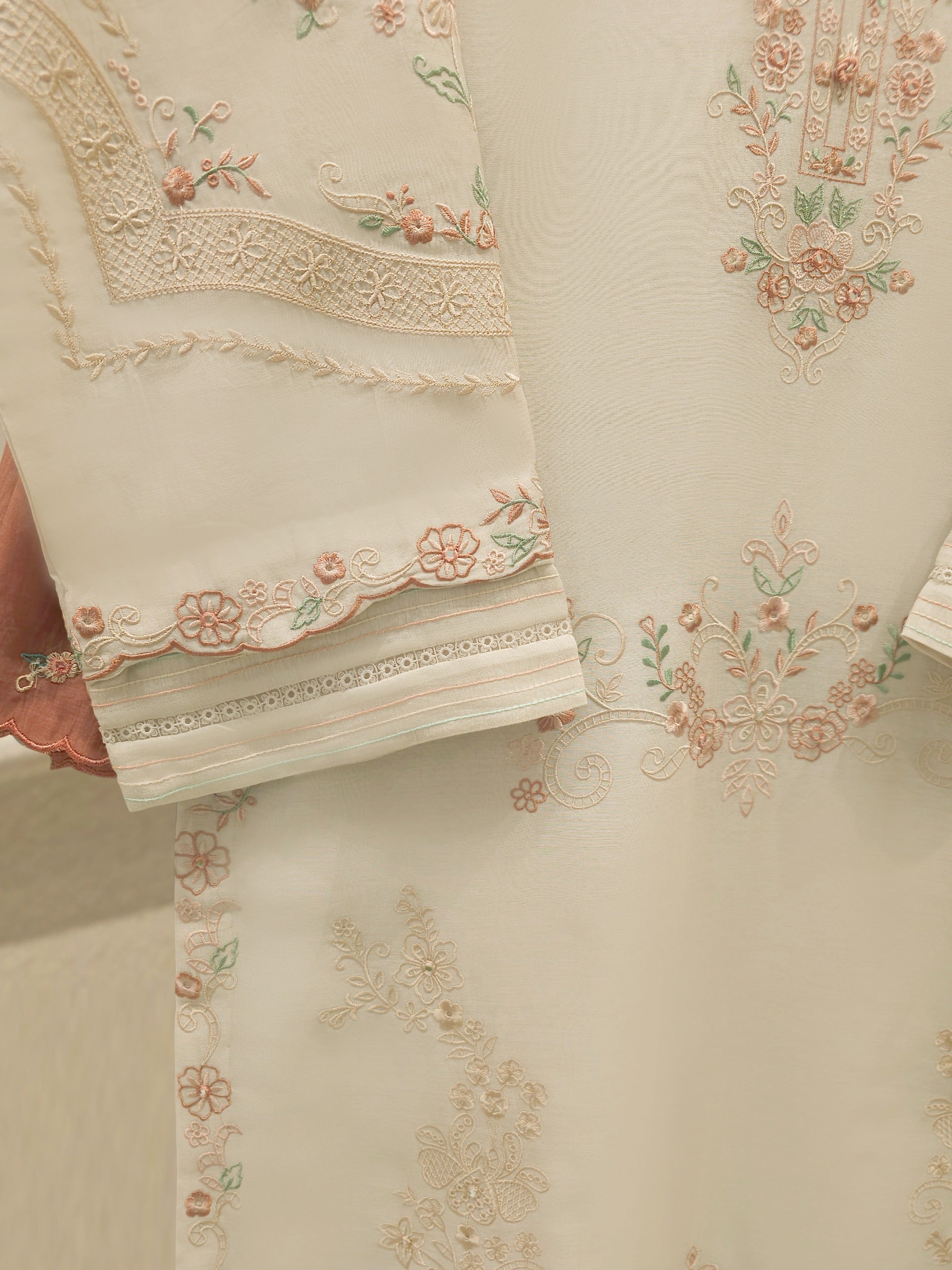 3 Piece - Embroidered Kora Cotton Suit  S112817 - Image 3