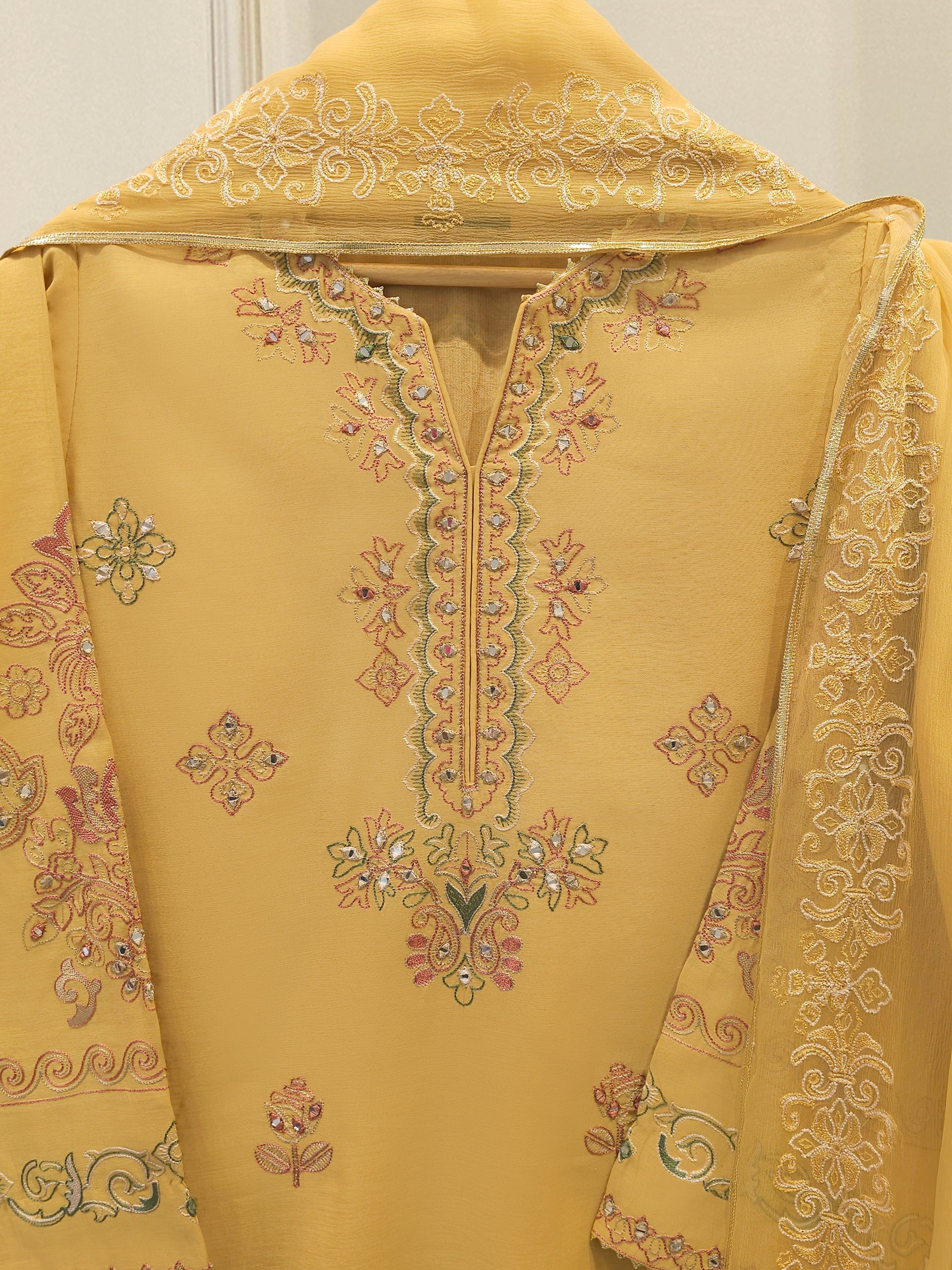 3 Piece - Embroidered Kora Cotton Suit  S112819 - Image 2