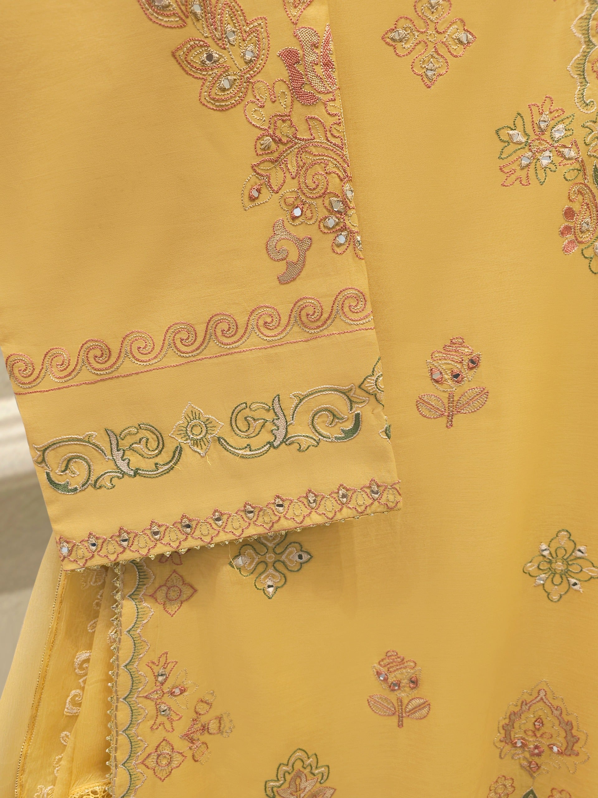 3 Piece - Embroidered Kora Cotton Suit  S112819 - Image 3