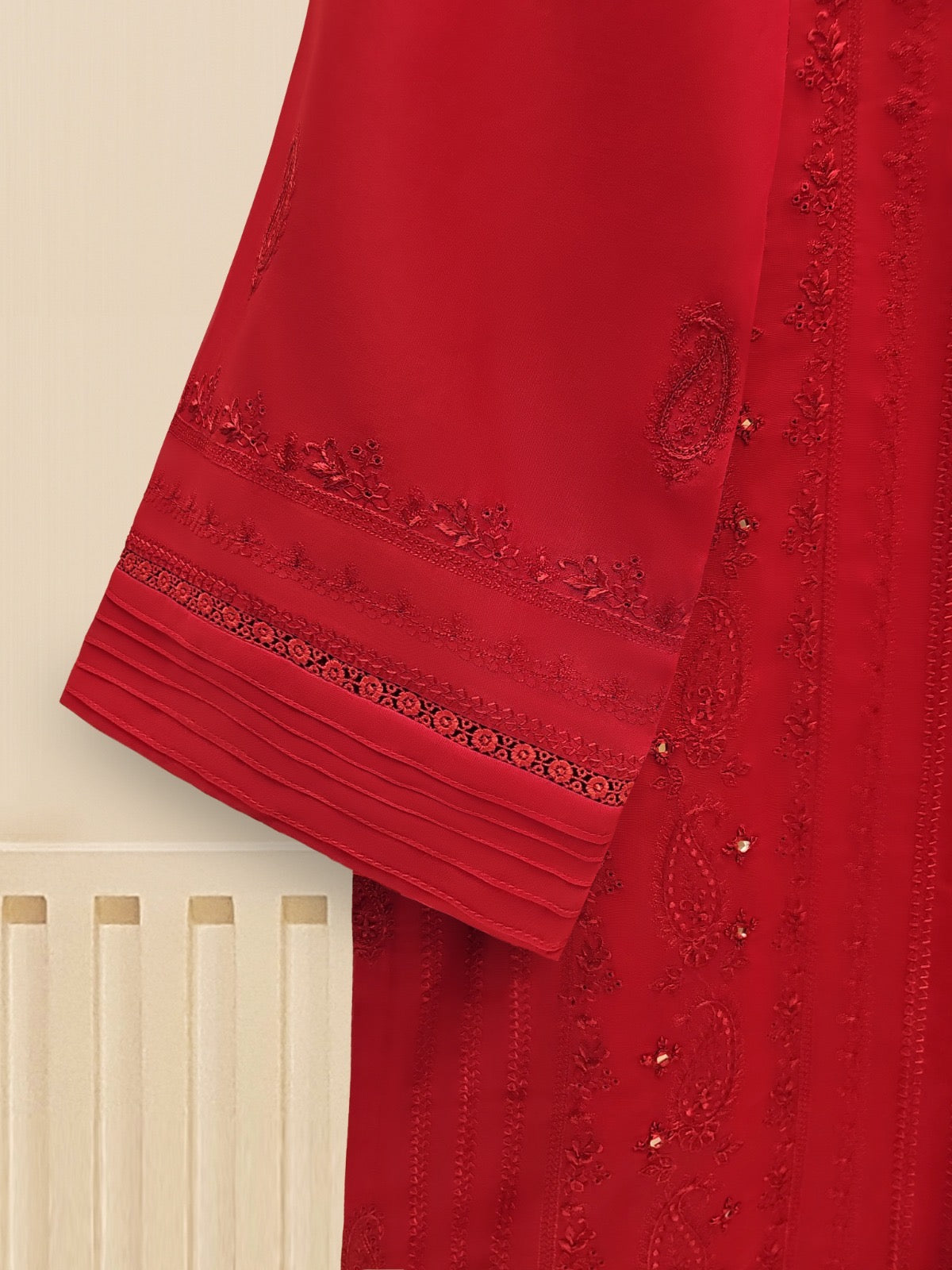 3 Piece - Embroidered Swiss Voile Suit S109373 - Image 4