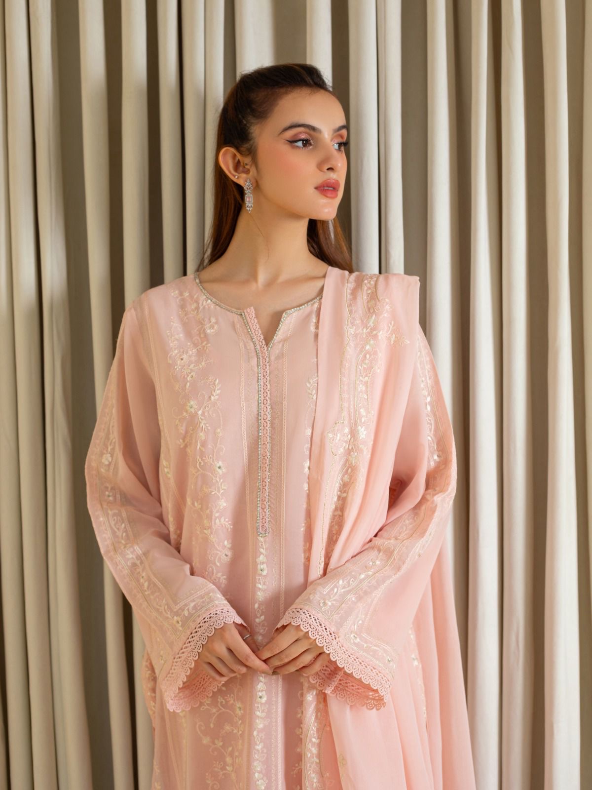 3 Piece - Embroidered Swiss Voile Suit S109785 - Image 3