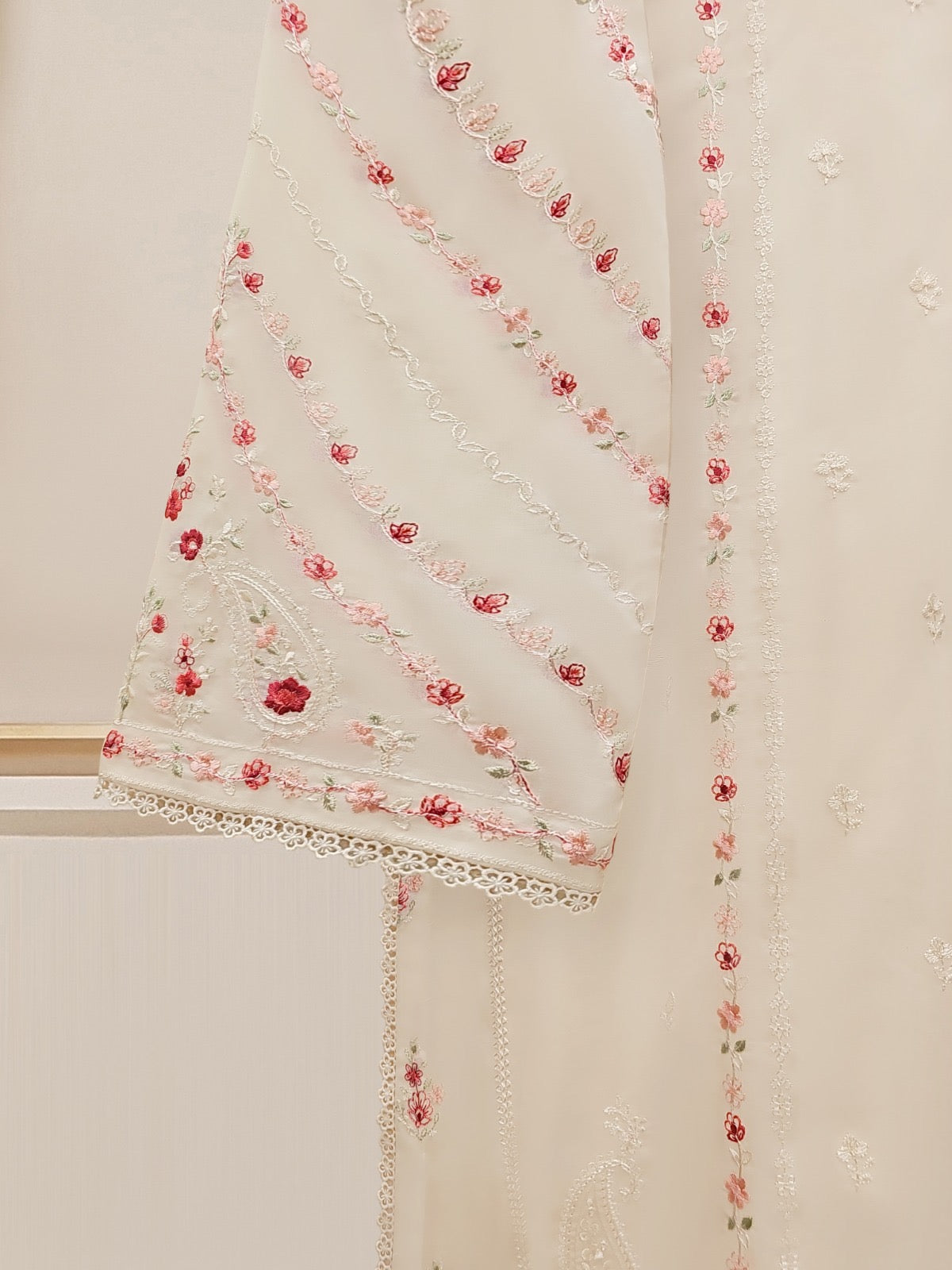 3 Piece - Embroidered Swiss Voile Suit S109824 - Image 6