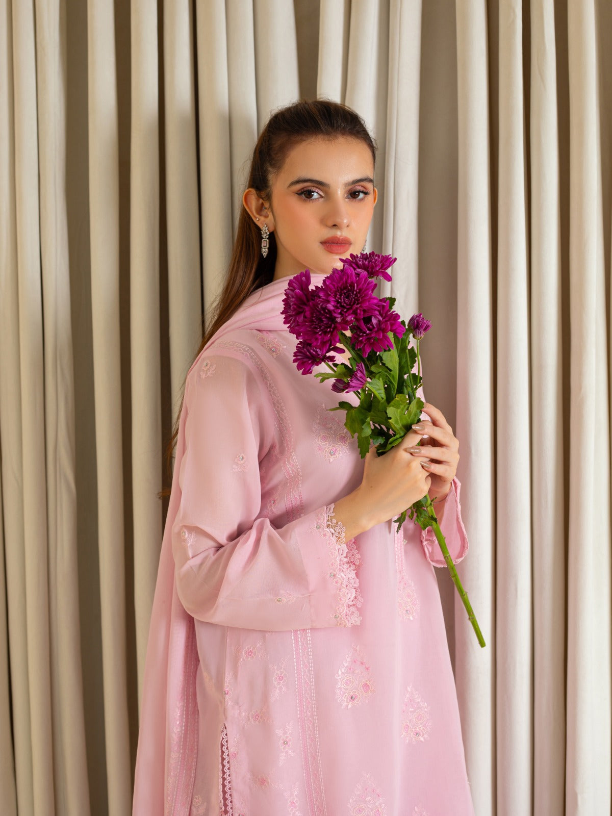 3 Piece - Embroidered Swiss Voile Suit S109846 - Image 5