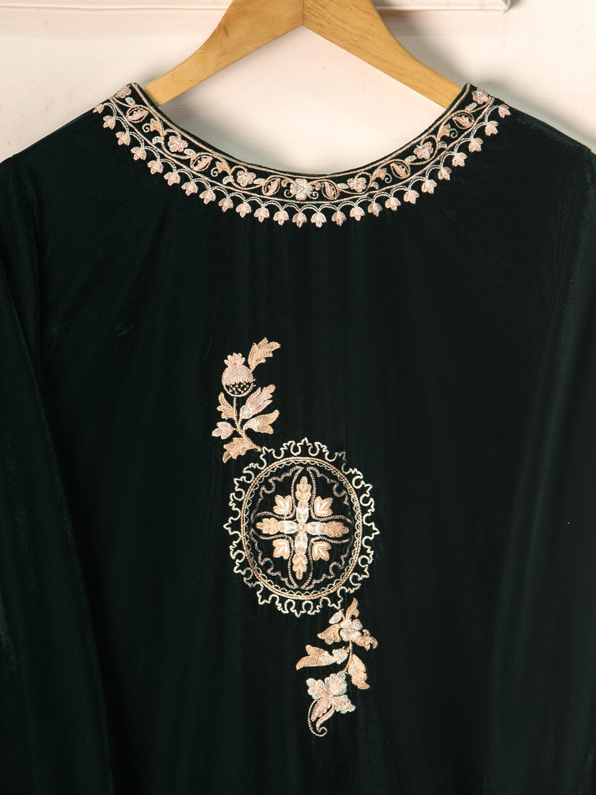 3 Piece- Embroidered Velvet Suit S110853 - Image 7