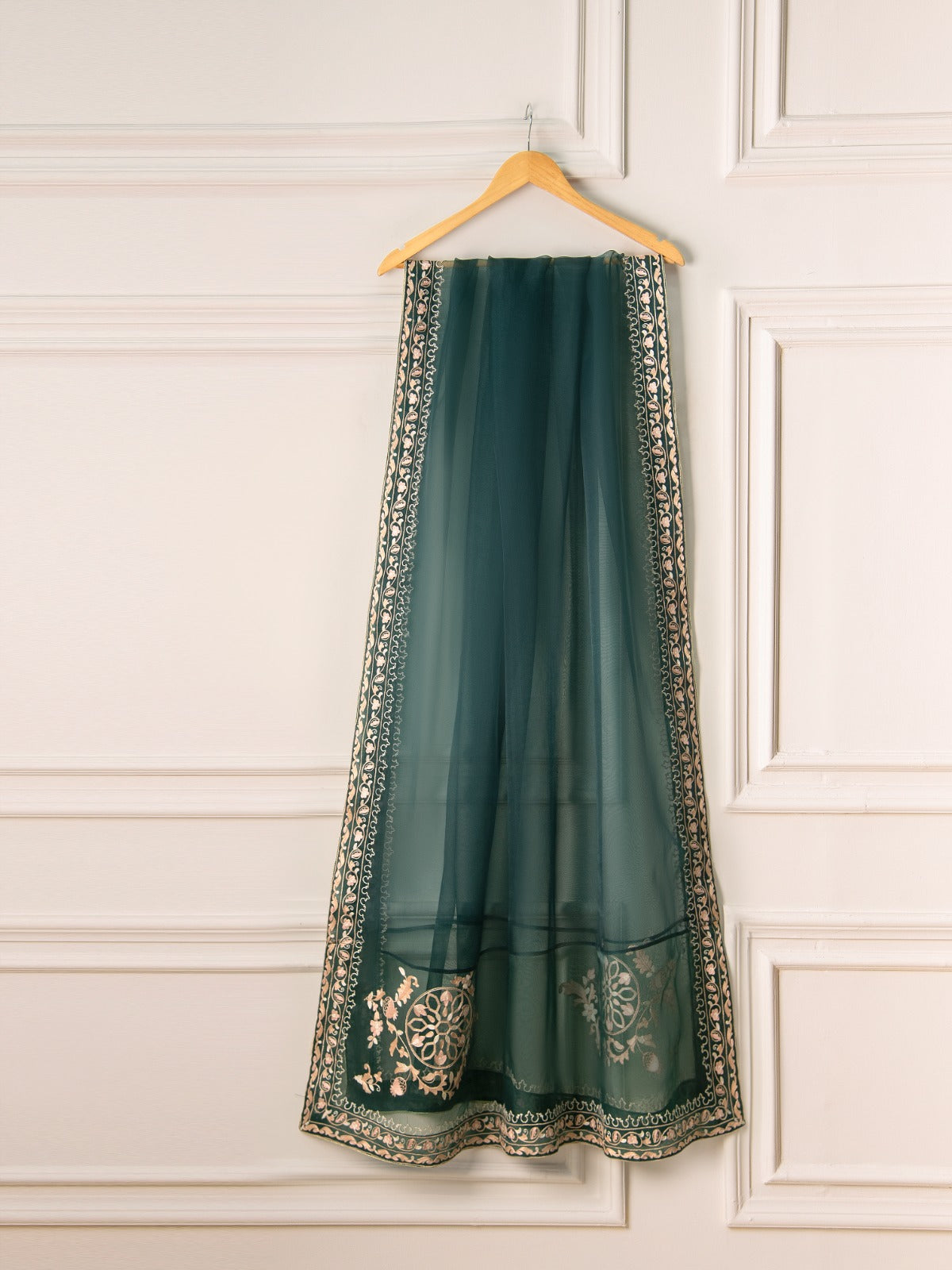 3 Piece- Embroidered Velvet Suit S110853 - Image 9