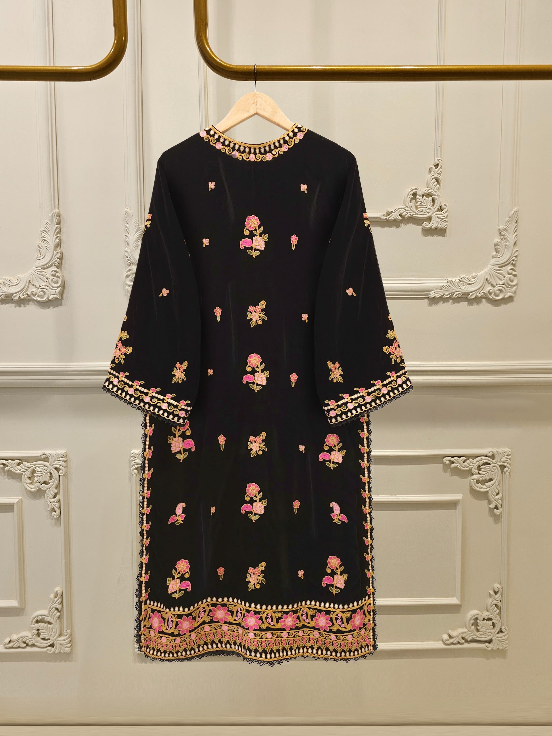 3 Piece - Embroidered Velvet Suit S112565 - Image 5
