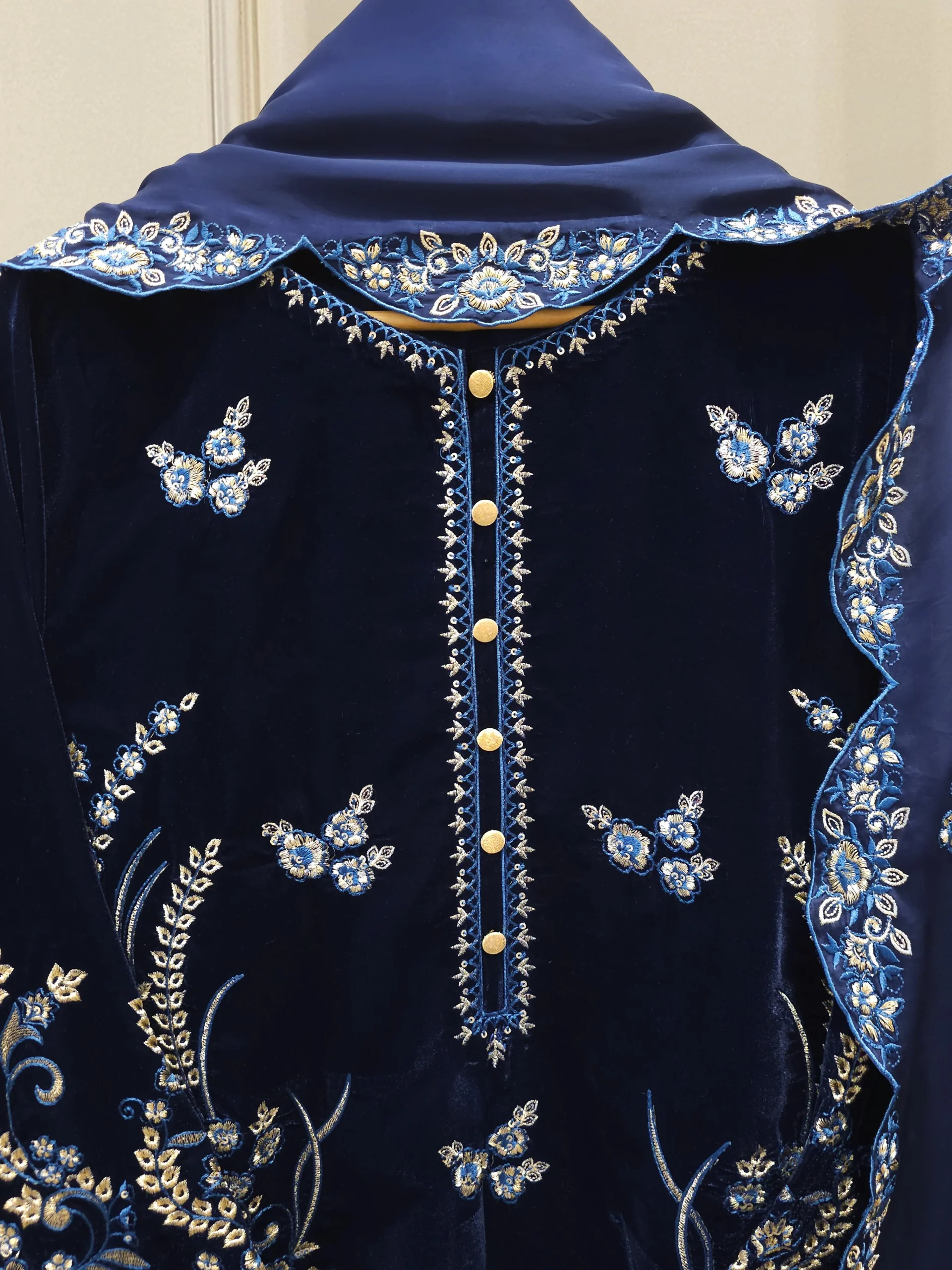 3 Piece - Embroidered Velvet Suit S112488 - Image 2