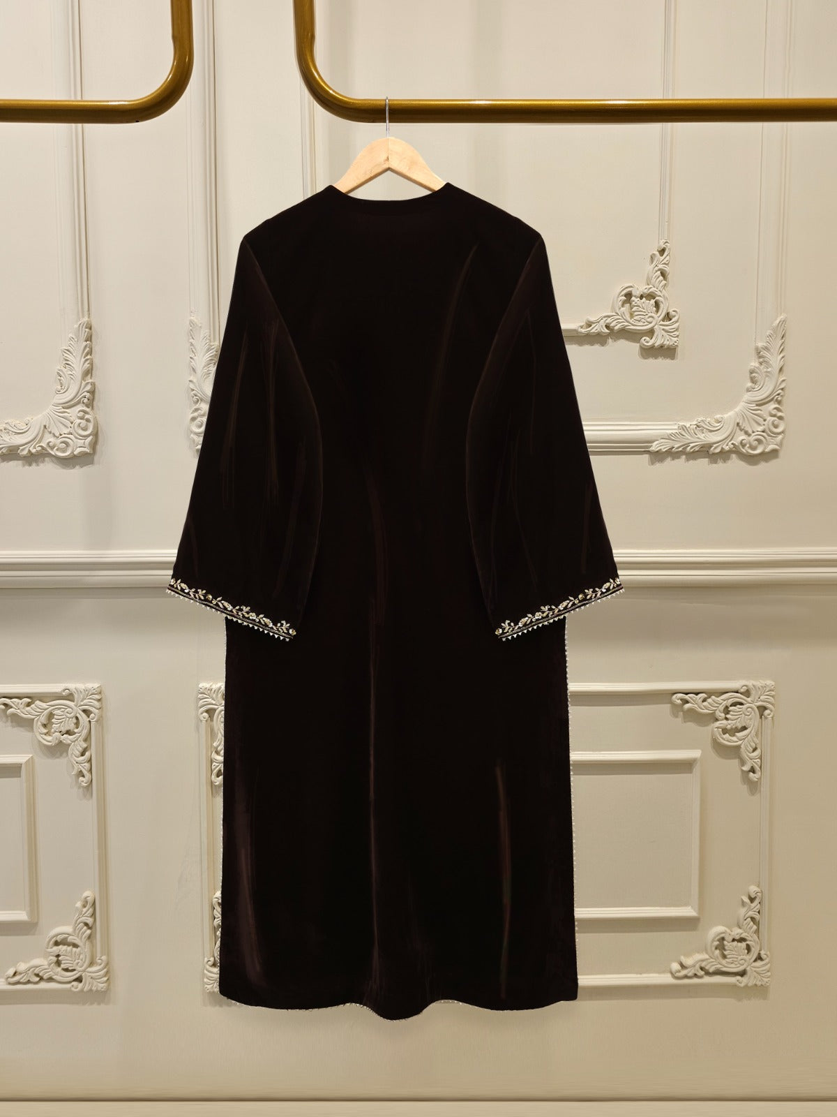 3 Piece - Embroidered Velvet Suit S112733 - Image 4