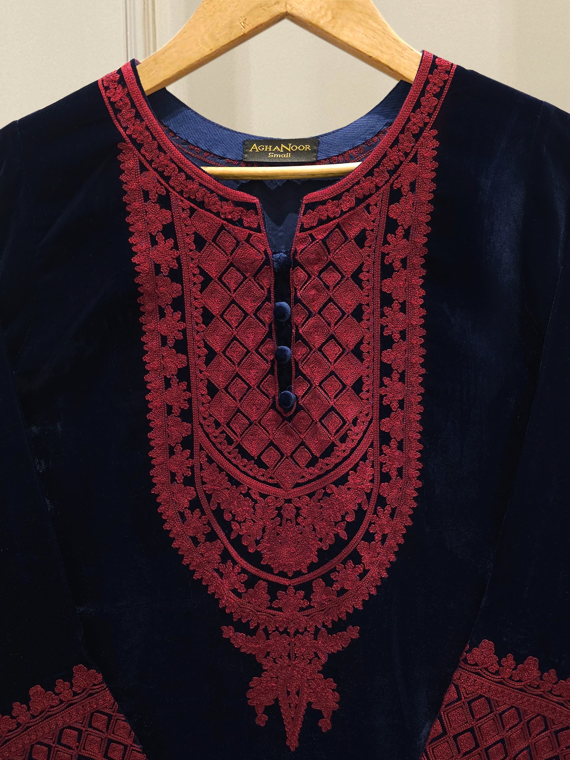 2 Piece - Embroidered Velvet Suit S112861 - Image 6