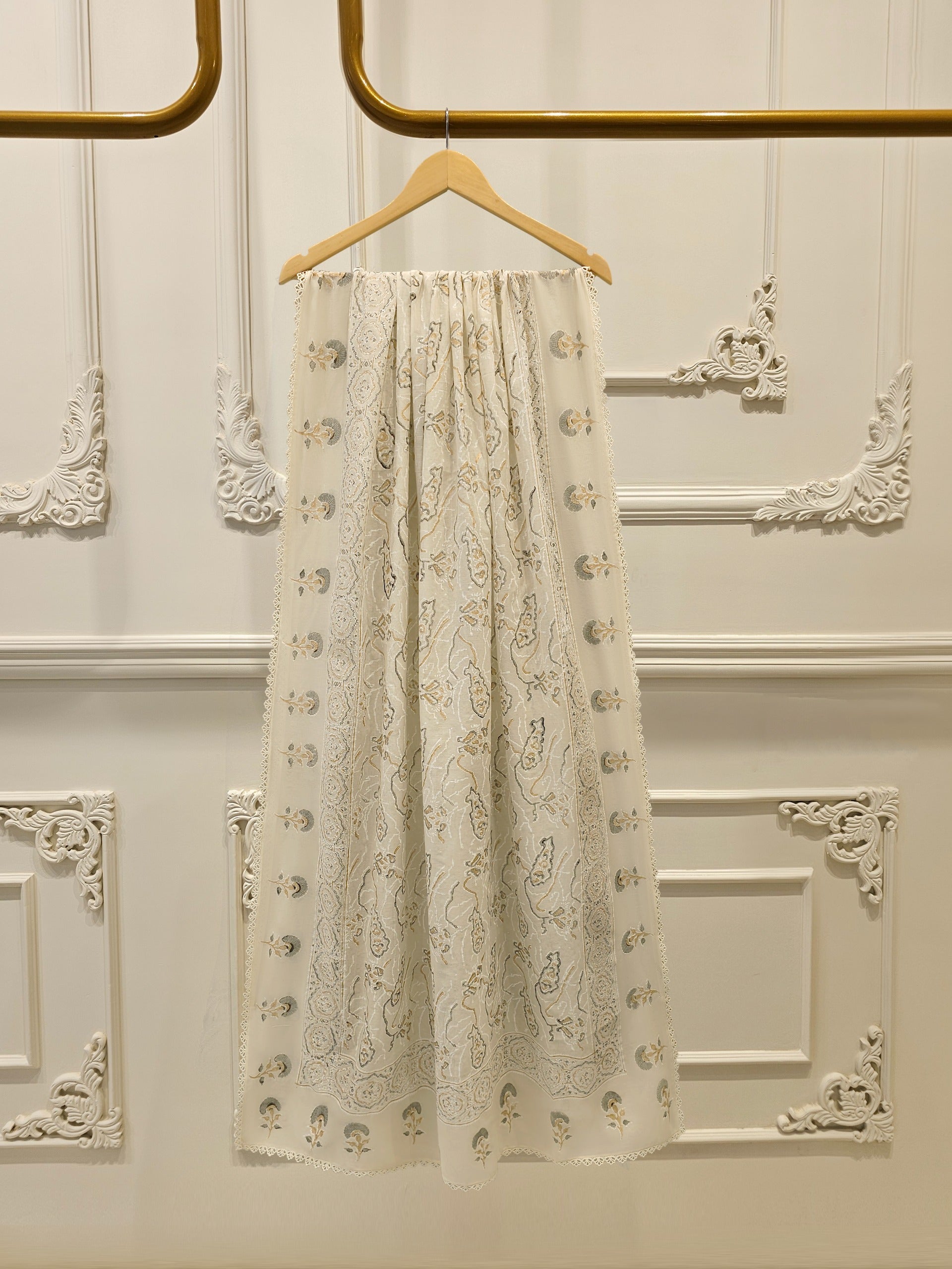 3 Piece - Hand Block Printed Kora Cotton Suit  S113110 - Image 6