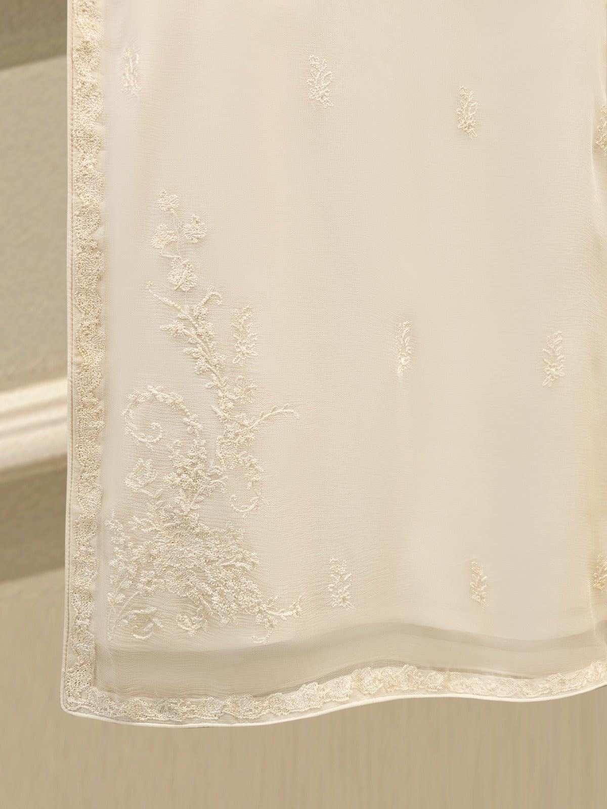 3 Piece - Pure Bamber Chiffon Embroidered Suit S112078 - Image 4