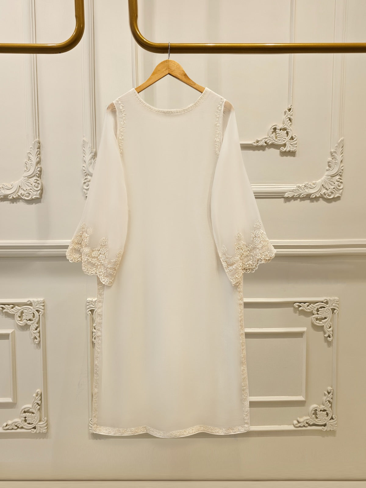 3 Piece - Pure Bamber Chiffon Embroidered Suit S112078 - Image 5