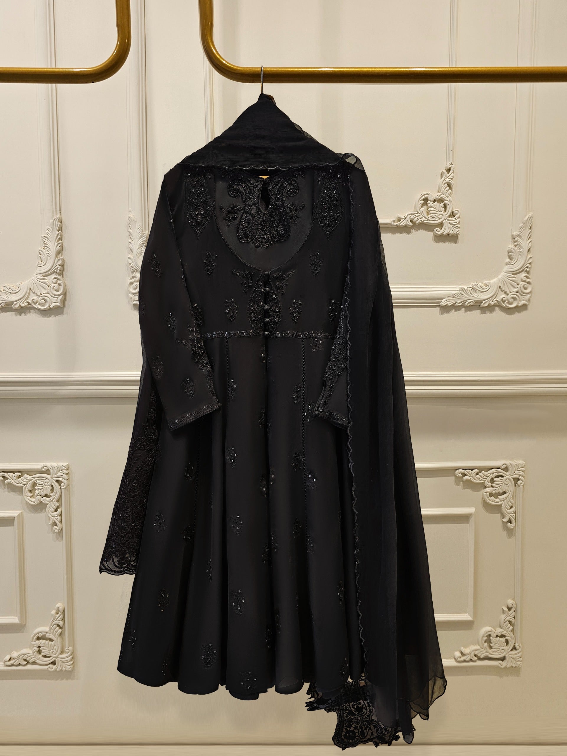3 Piece - Pure Chiffon Embroidered Frock S111882