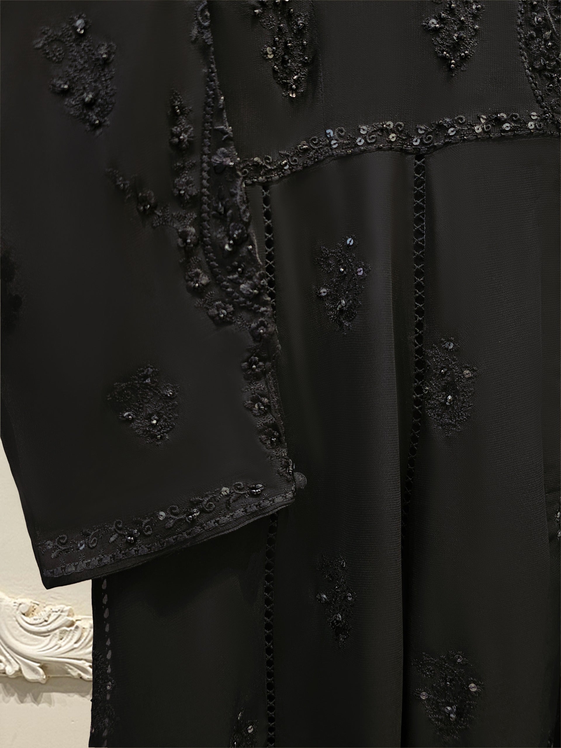 3 Piece - Pure Chiffon Embroidered Frock S111882 - Image 2
