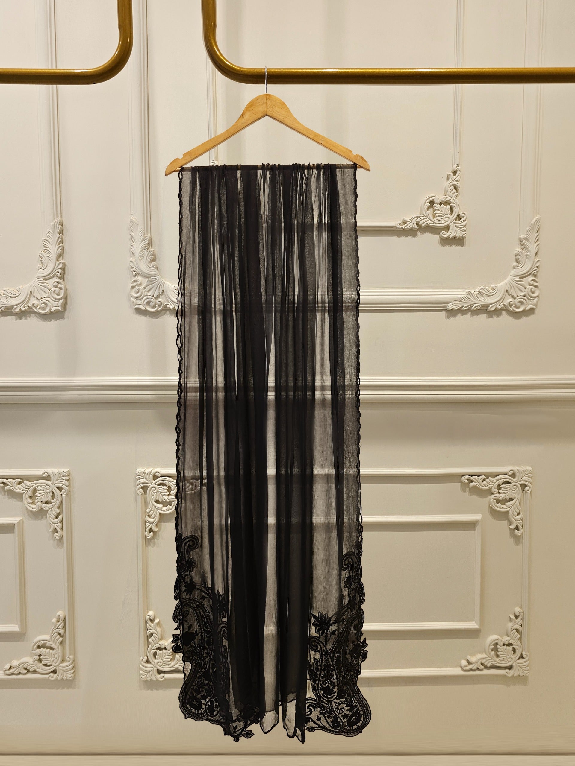3 Piece - Pure Chiffon Embroidered Frock S111882 - Image 7
