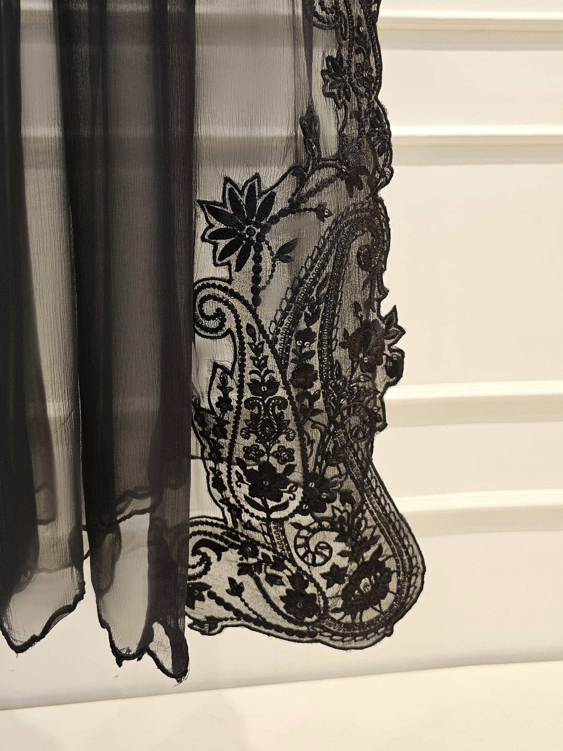 3 Piece - Pure Chiffon Embroidered Frock S111882 - Image 8