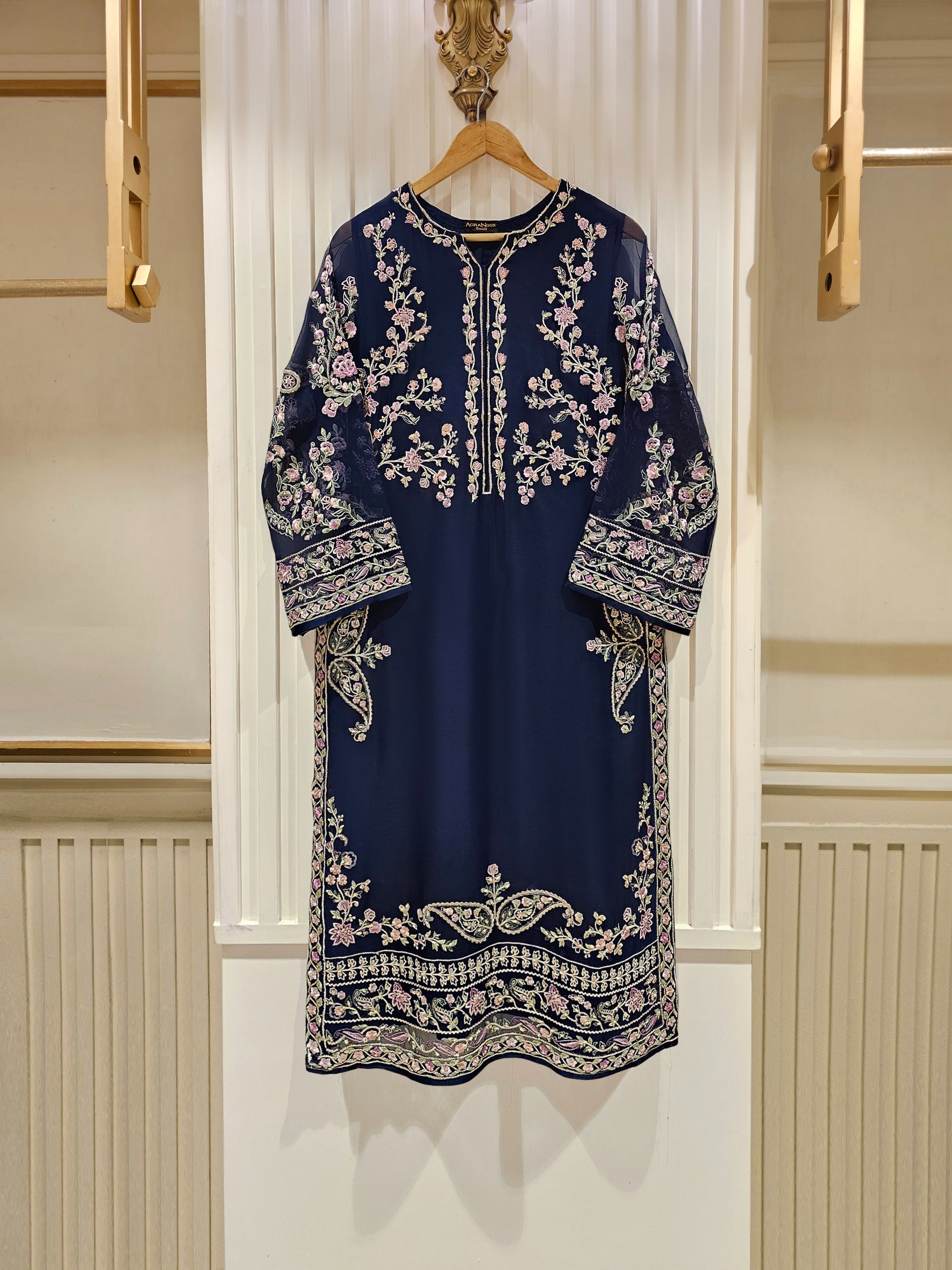 3 Piece - Pure Chiffon Embroidered Suit S111476 - Image 2