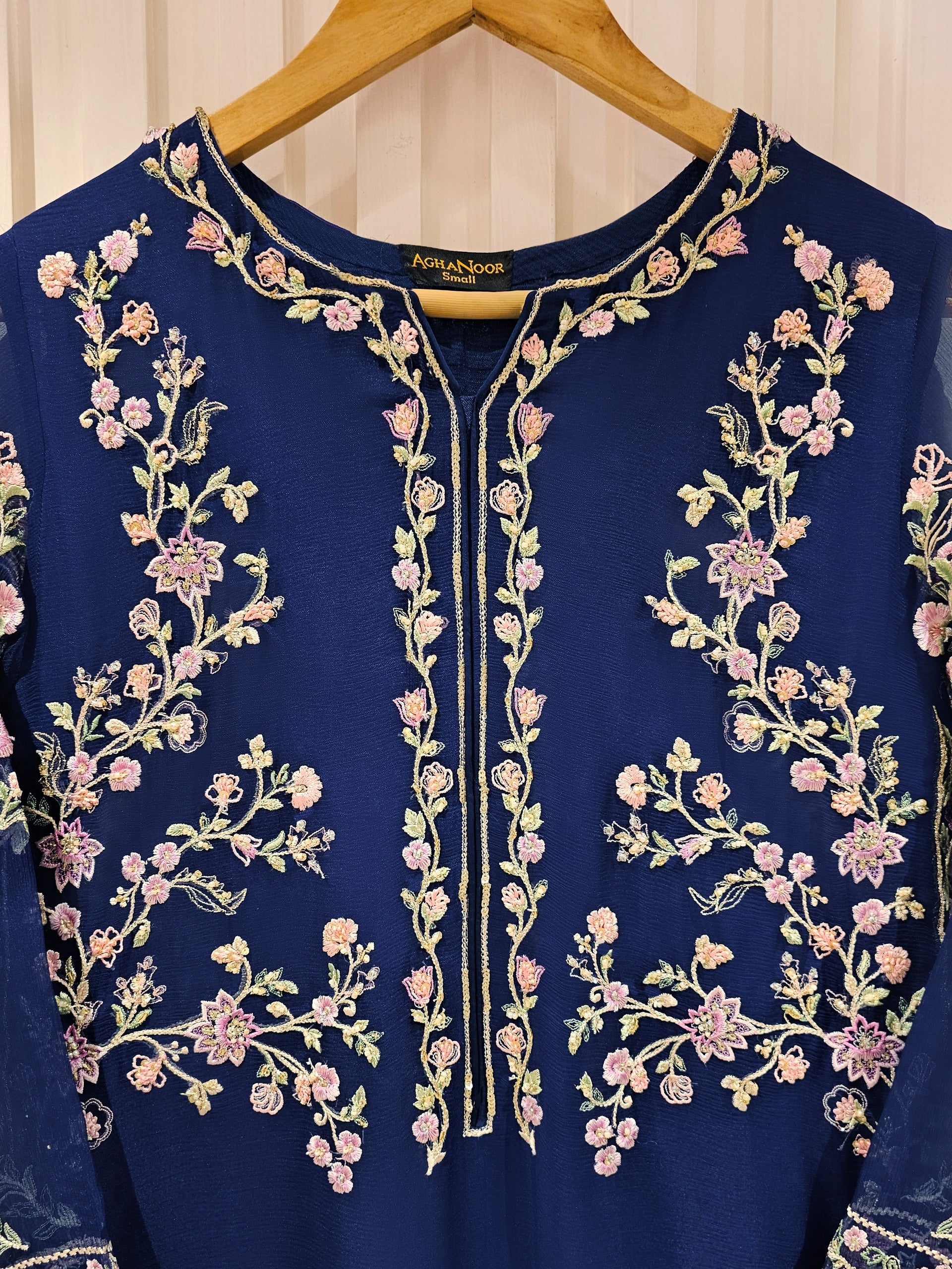 3 Piece - Pure Chiffon Embroidered Suit S111476 - Image 5