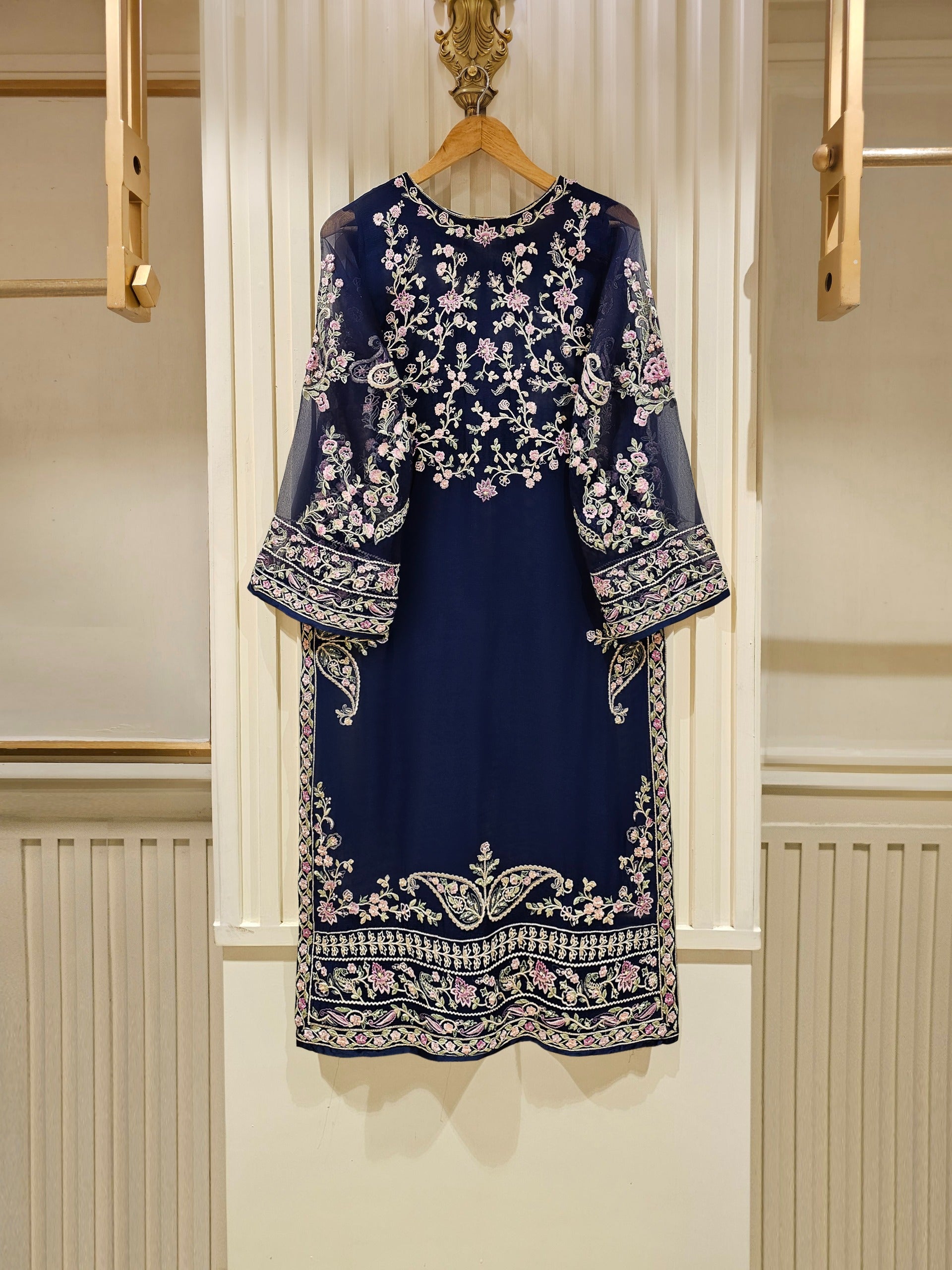 3 Piece - Pure Chiffon Embroidered Suit S111476 - Image 6