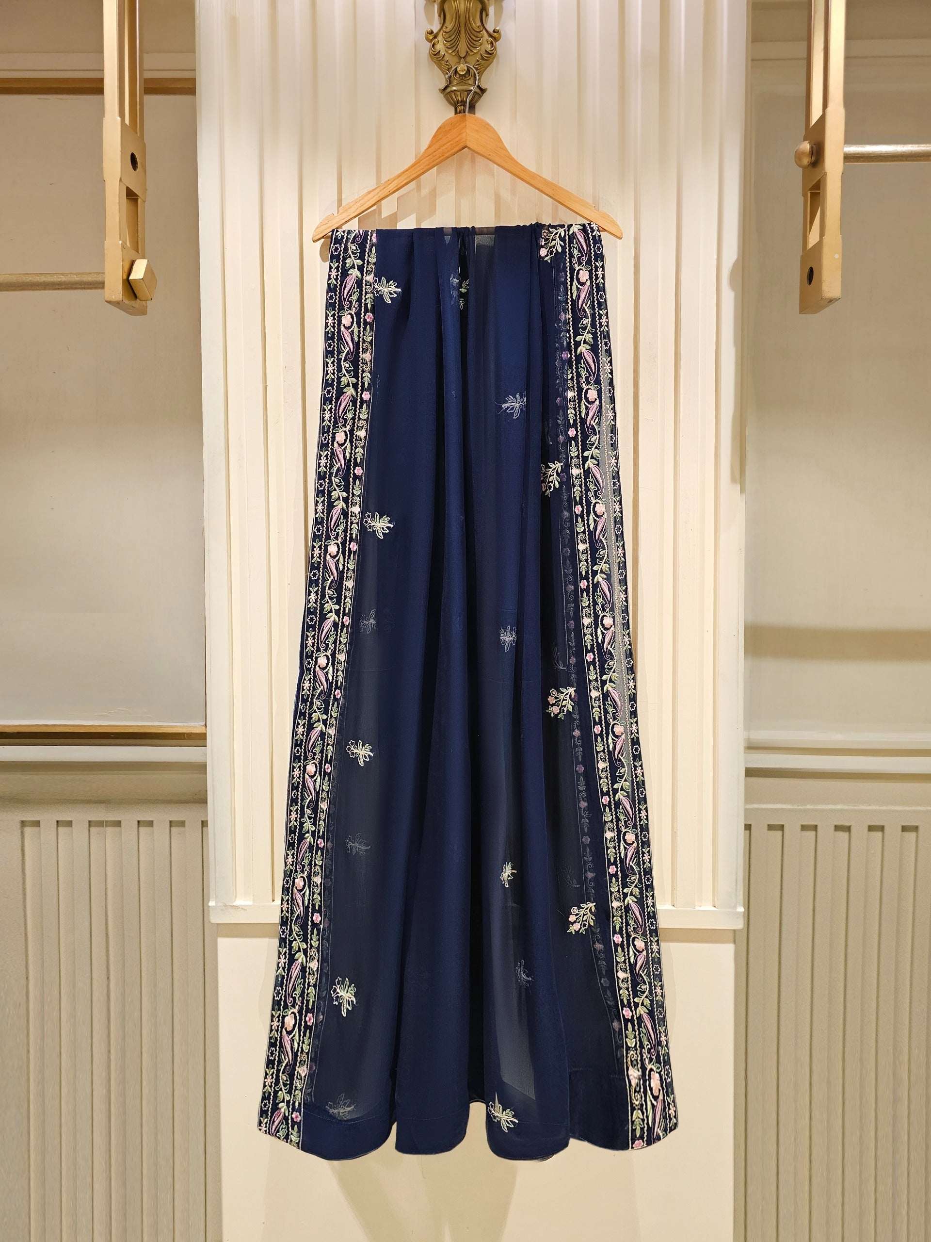 3 Piece - Pure Chiffon Embroidered Suit S111476 - Image 9