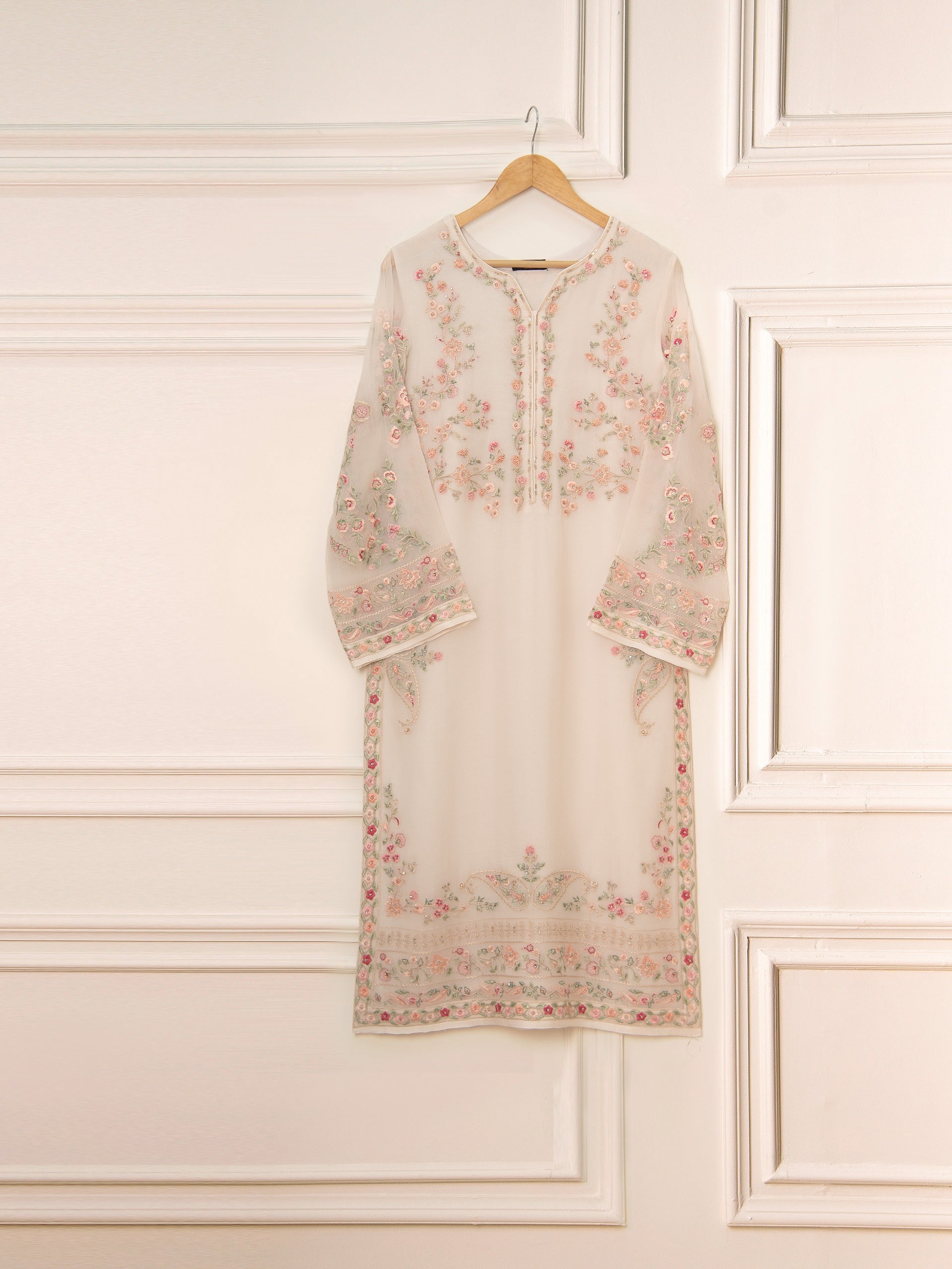 3 Piece - Pure Chiffon Embroidered Suit S111517 - Image 2