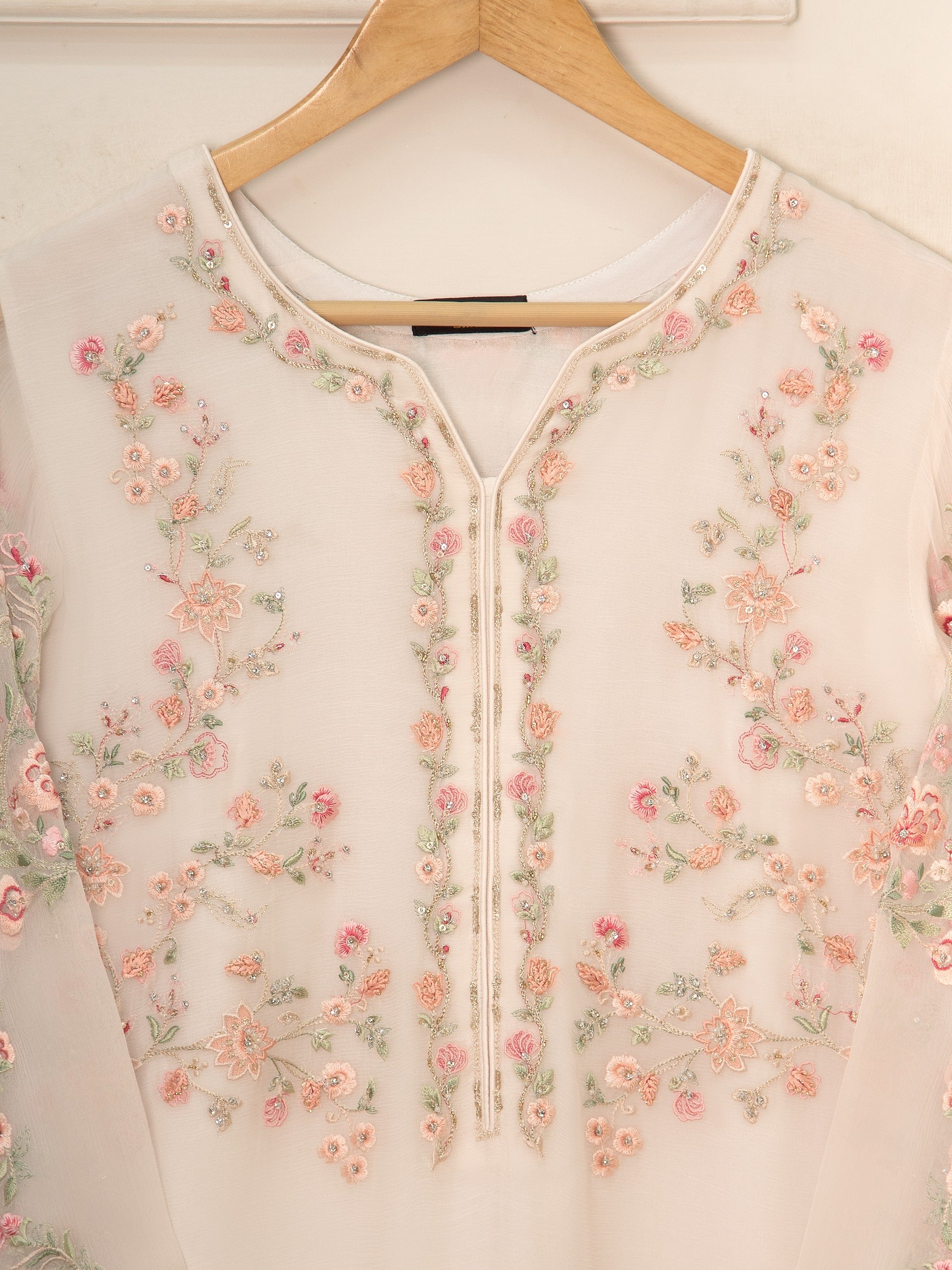3 Piece - Pure Chiffon Embroidered Suit S111517 - Image 3