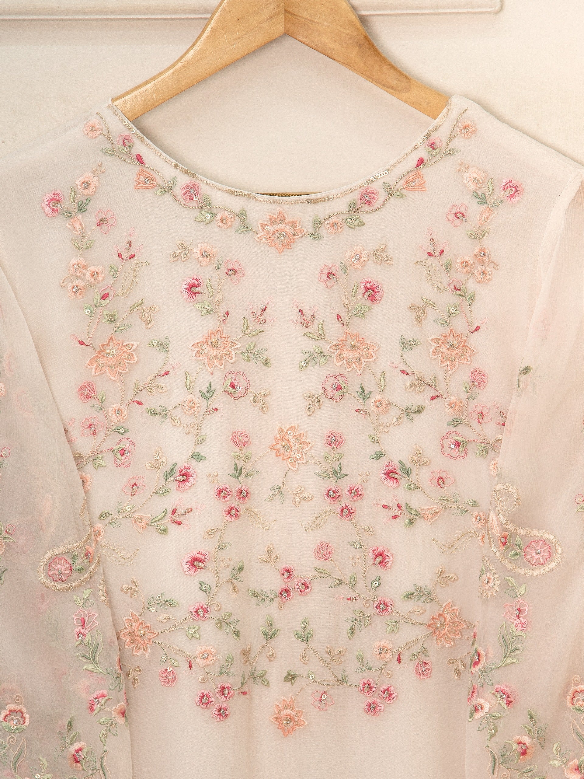 3 Piece - Pure Chiffon Embroidered Suit S111517 - Image 7